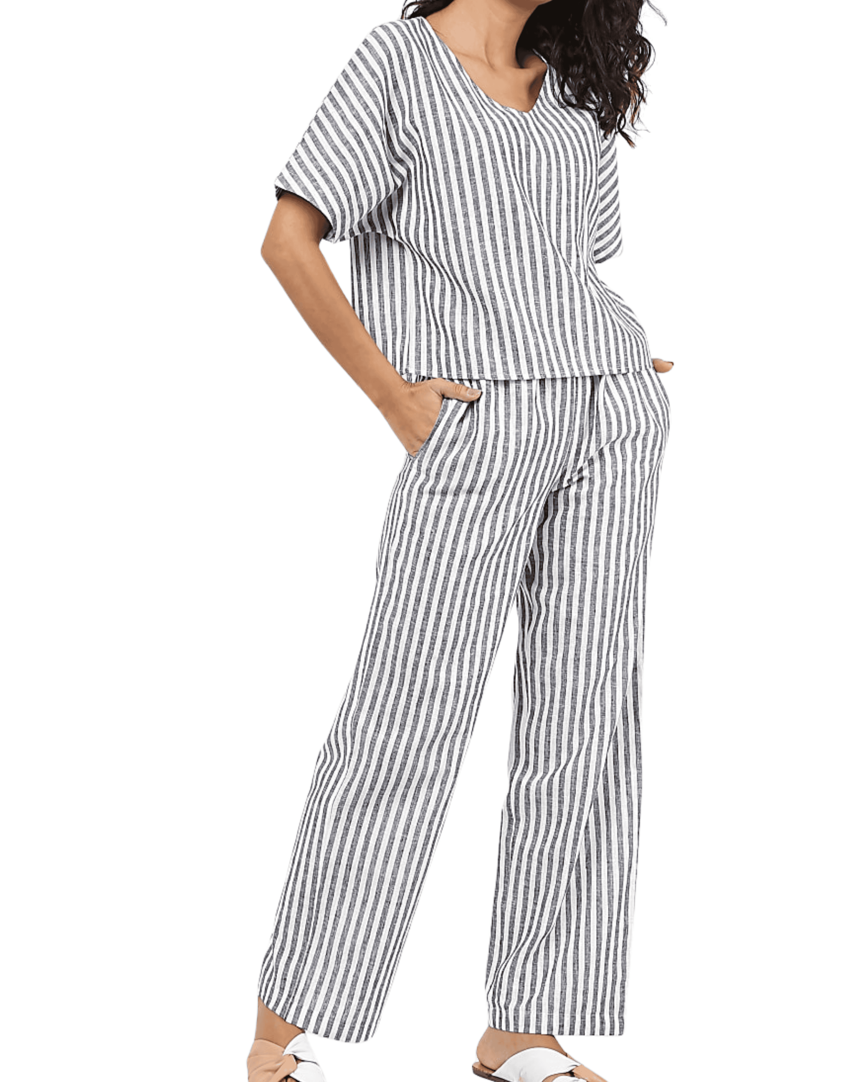 Charcoal Stripe Lounge Set