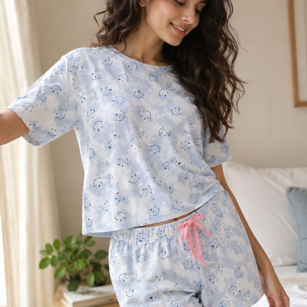 Smiley Cloud Cotton Rich Shorts Set