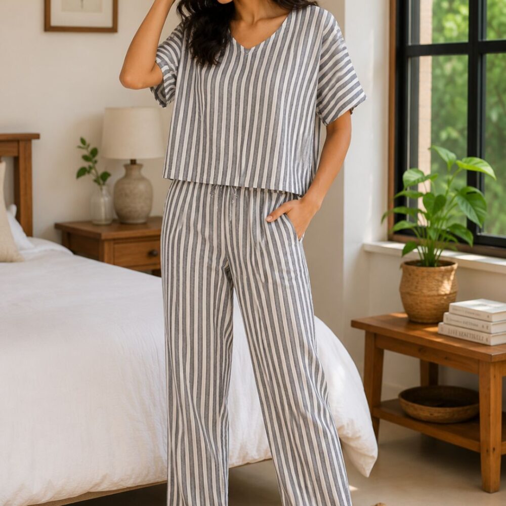 Charcoal Stripe Lounge Set