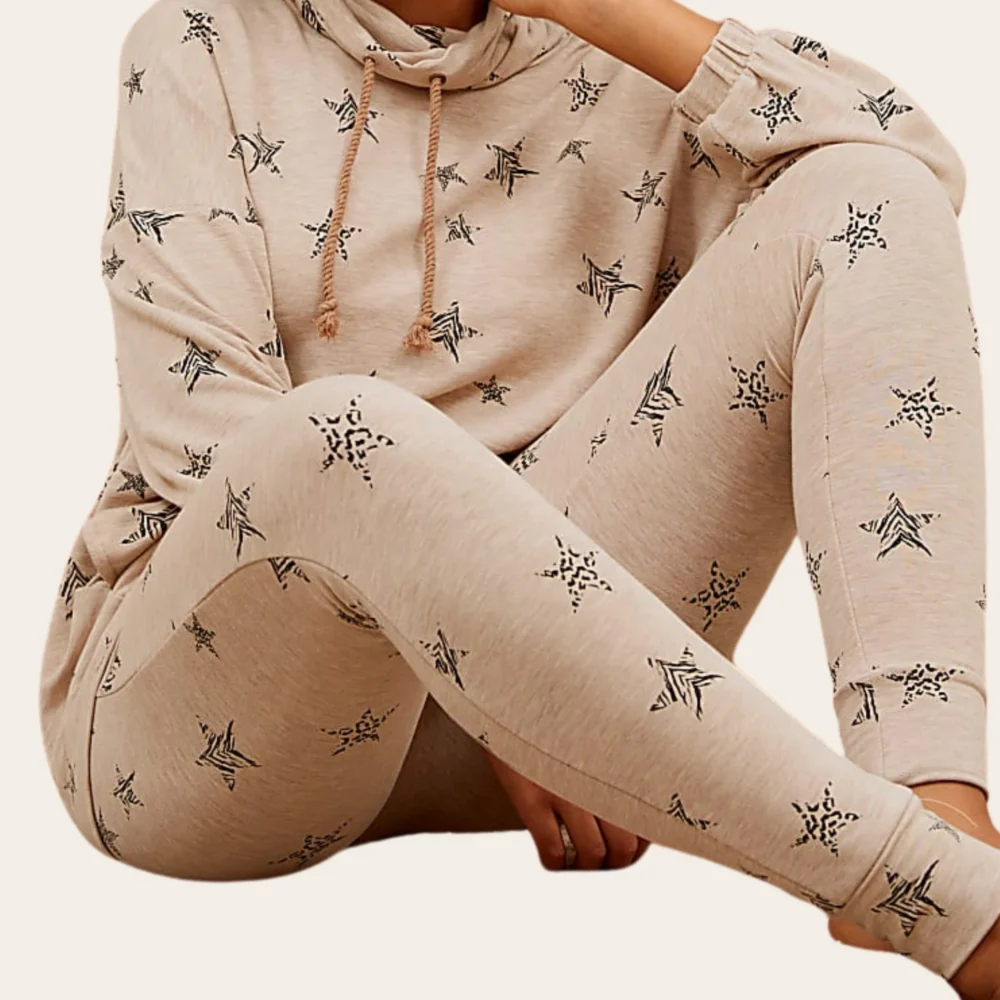 Women’s Star Print Funnel Neck Top