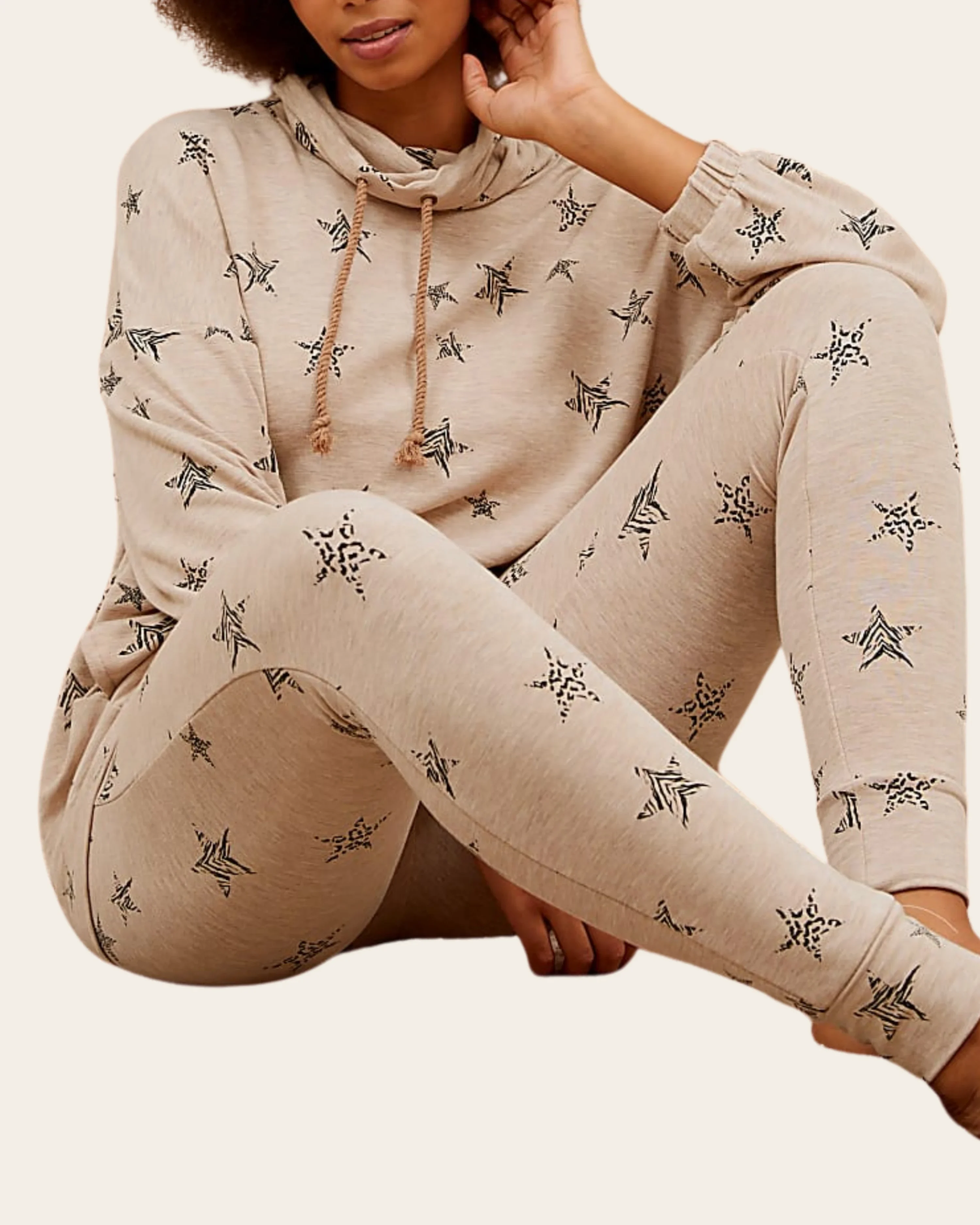 Women’s Star Print Funnel Neck Top