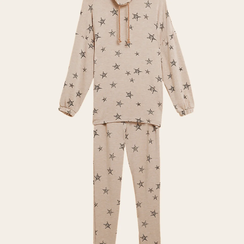 Women’s Star Print Funnel Neck Top