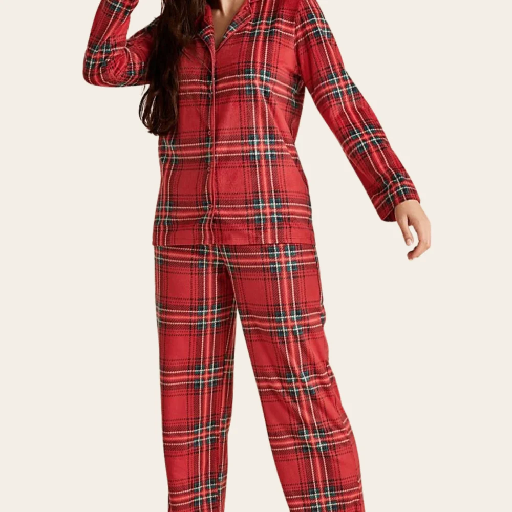 Women's Classic Red Tartan Pyjama Set