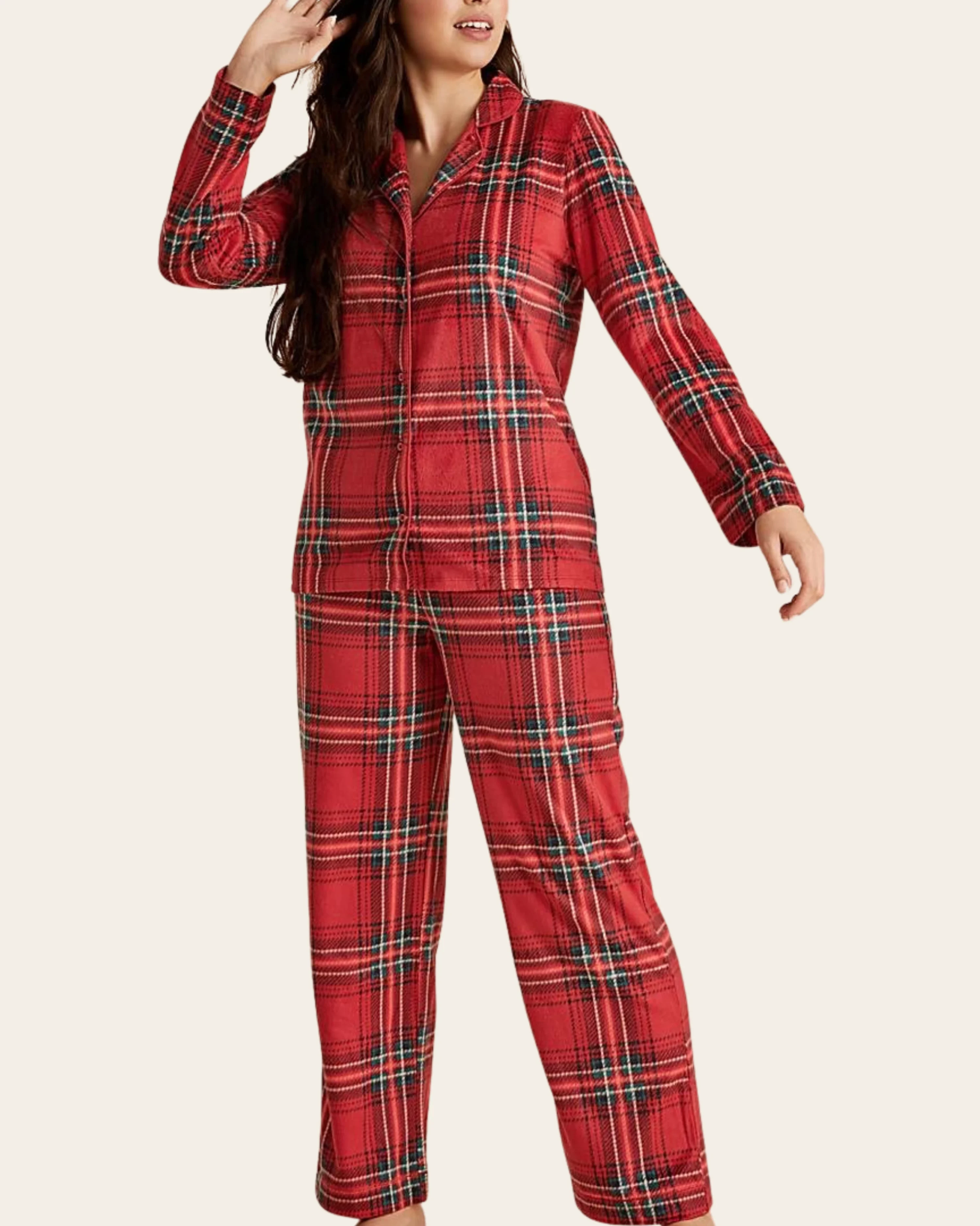 Women's Classic Red Tartan Pyjama Set
