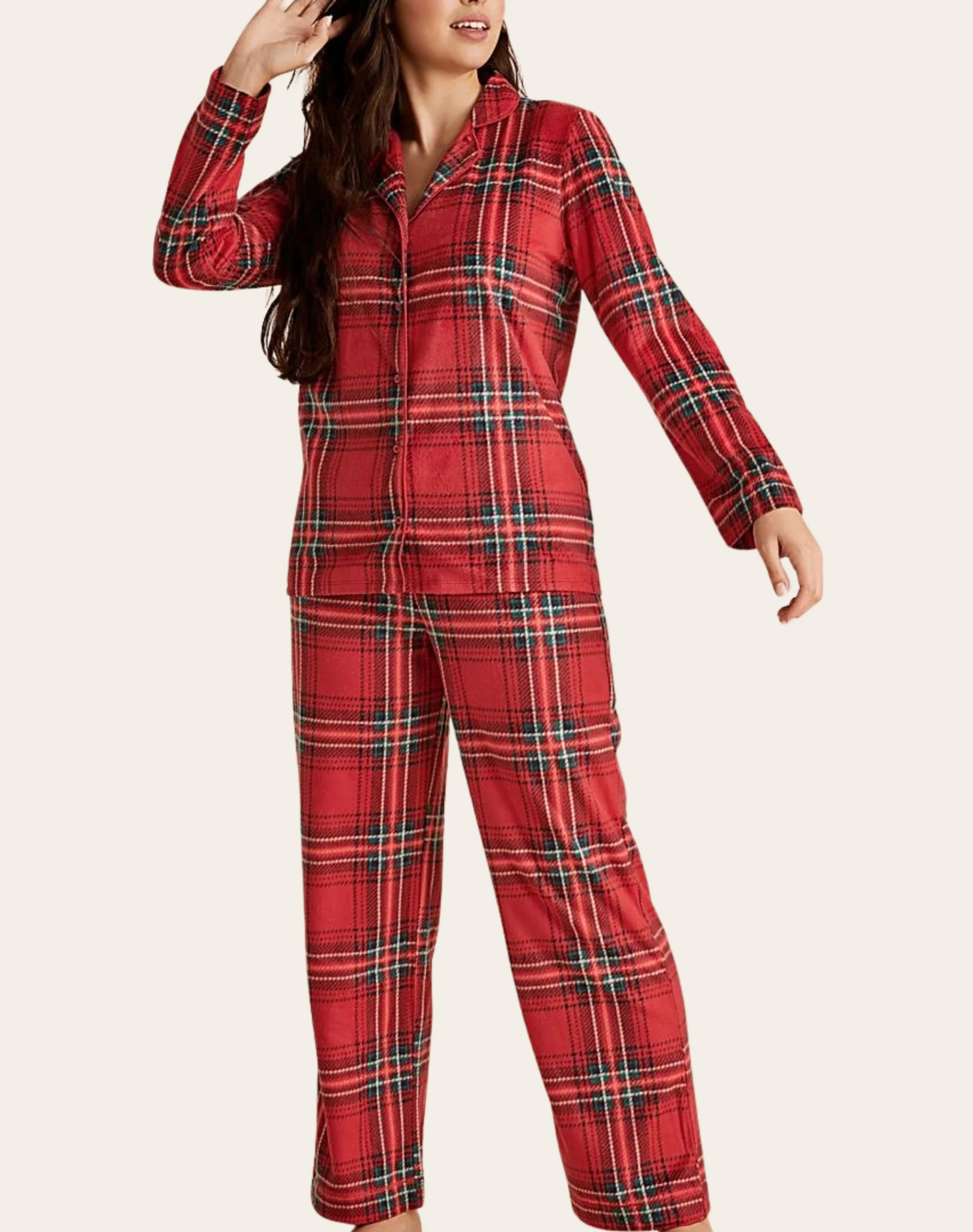 Women's Classic Red Tartan Pyjama Set