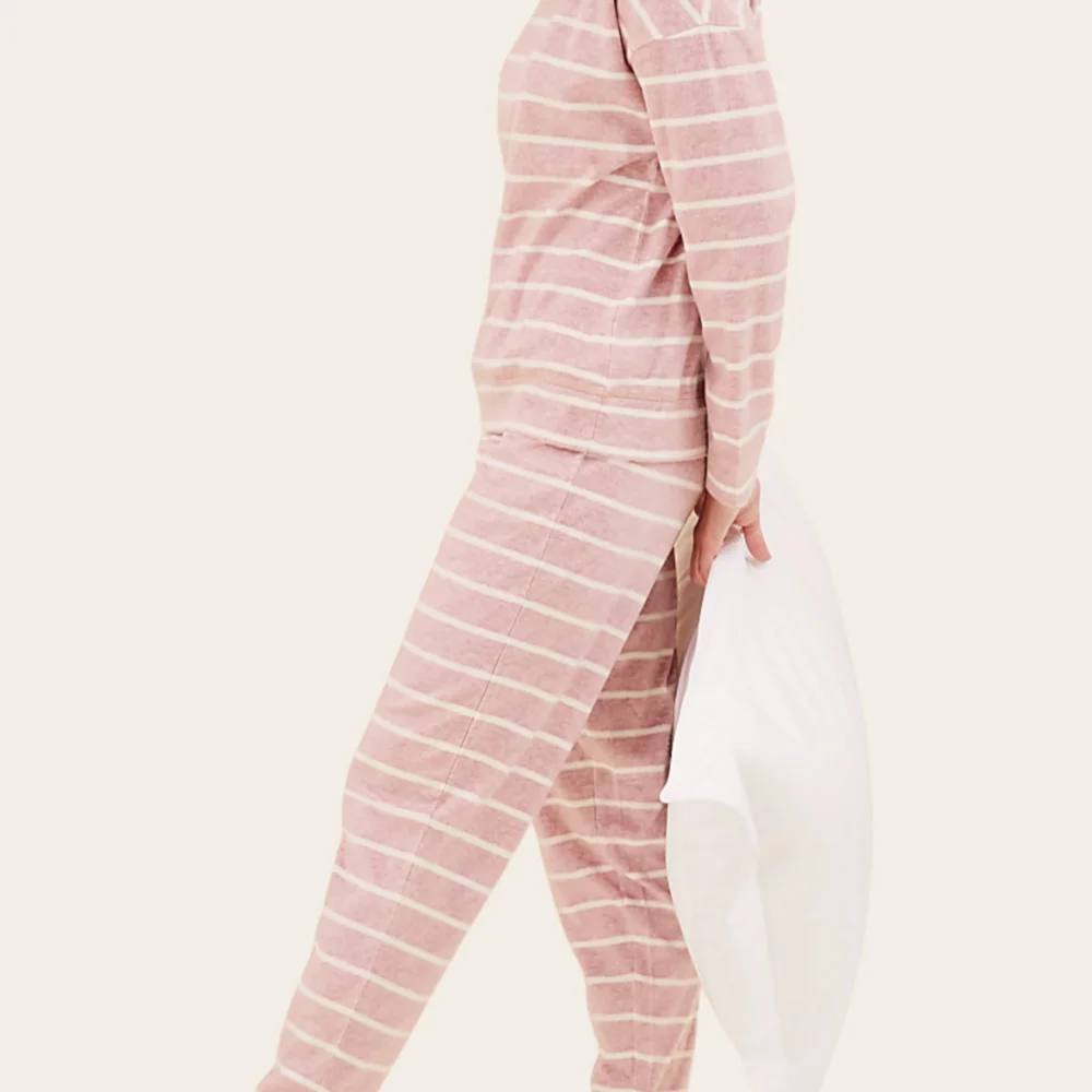 3b Blush Stripe Fleece Set