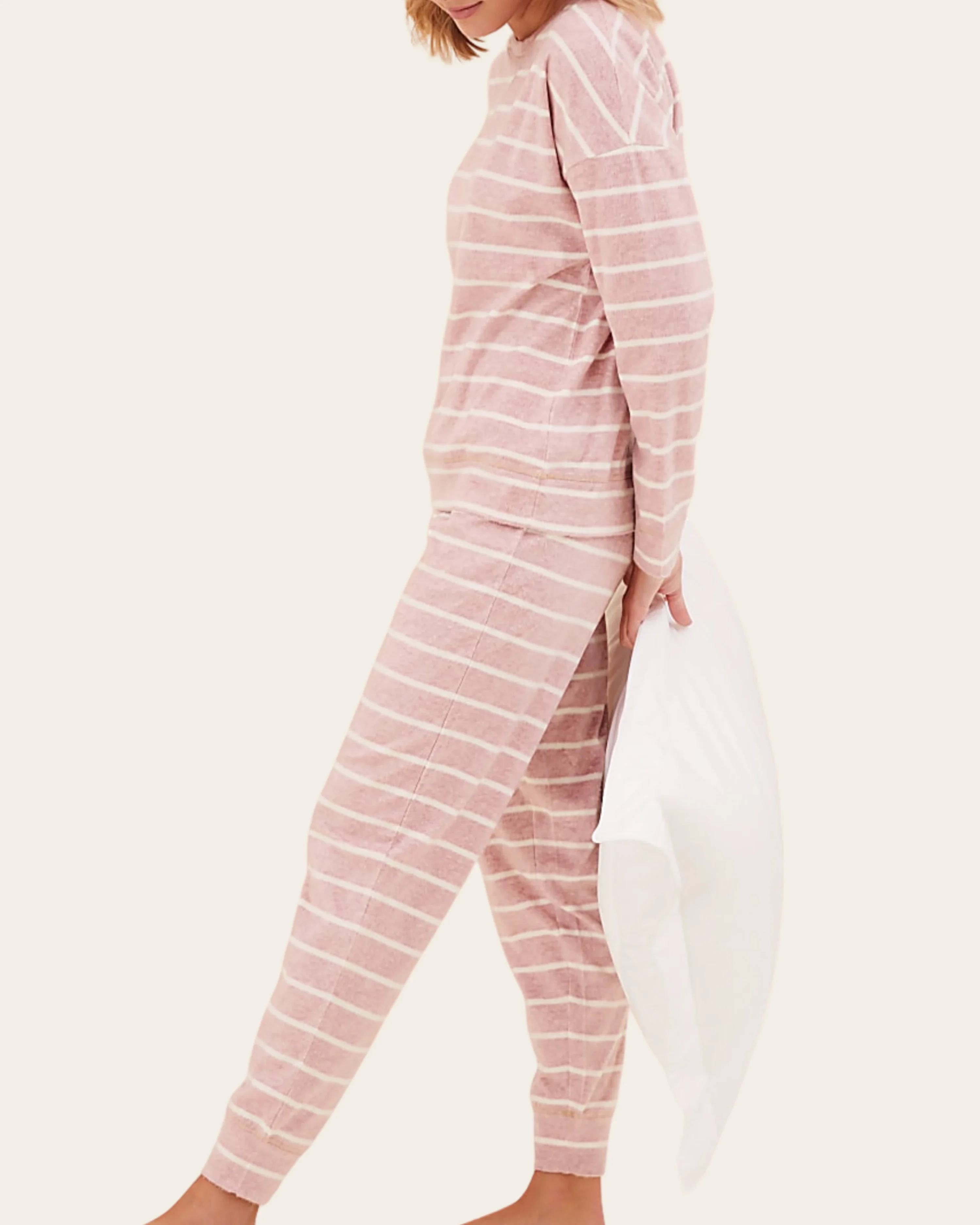 3b Blush Stripe Fleece Set