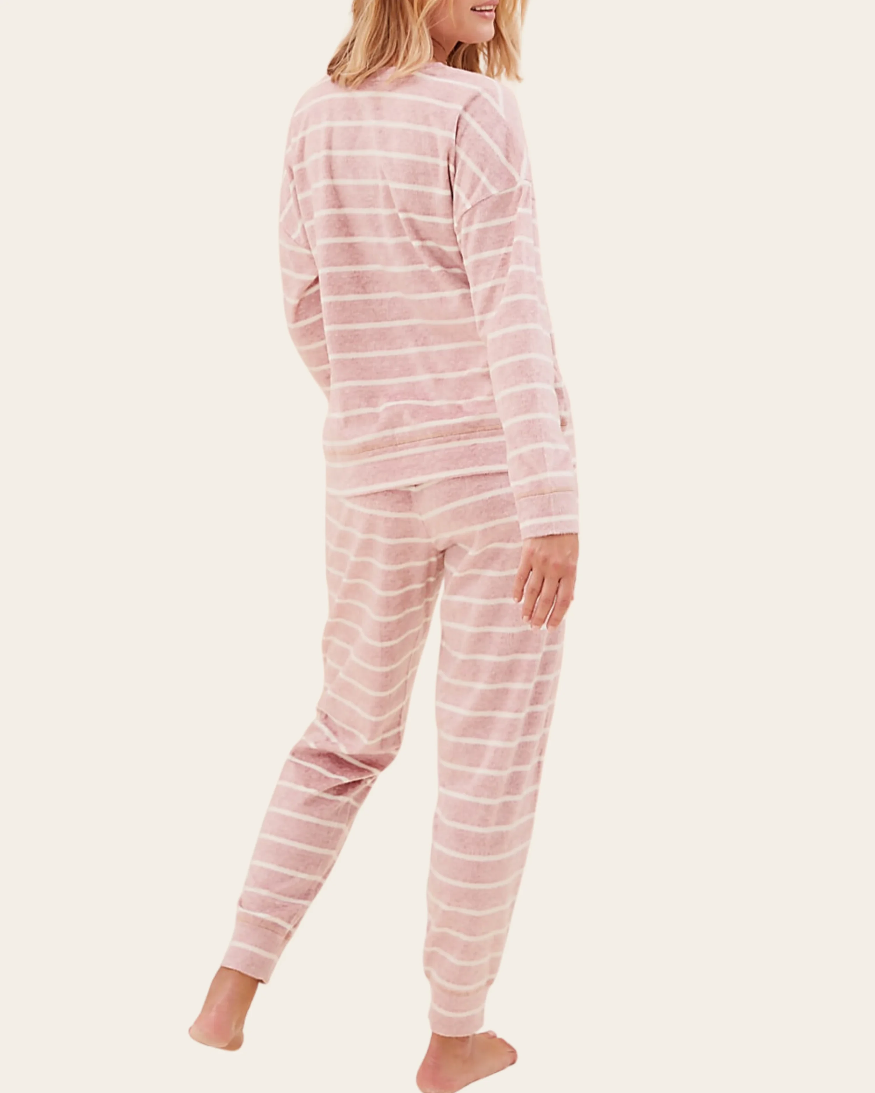 3c Blush Stripe Fleece Set