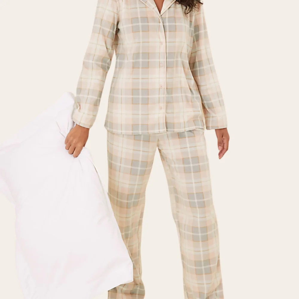 Oatmilk Checks Fleece Set