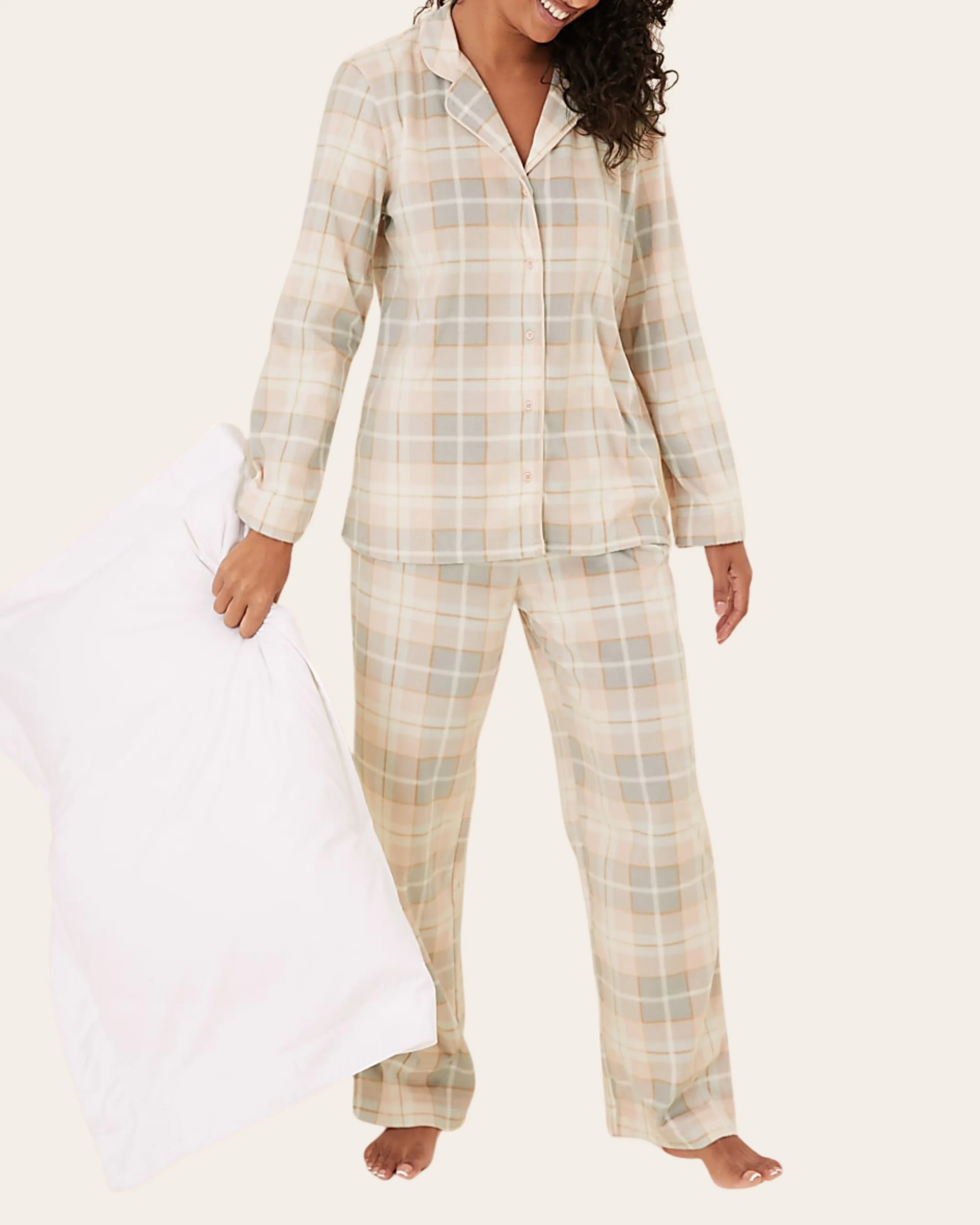 Oatmilk Checks Fleece Set