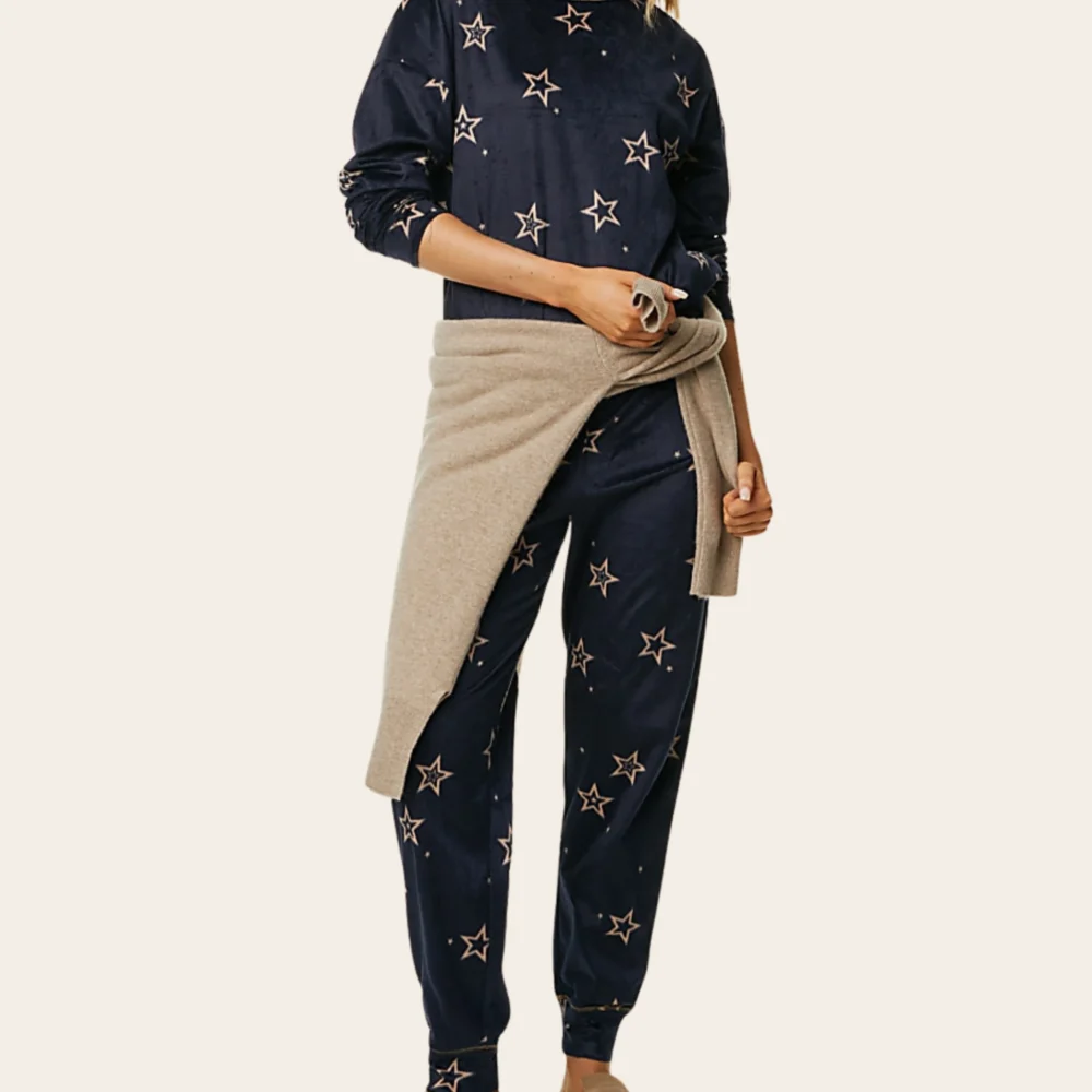 Fleece Star Print Pajama Set