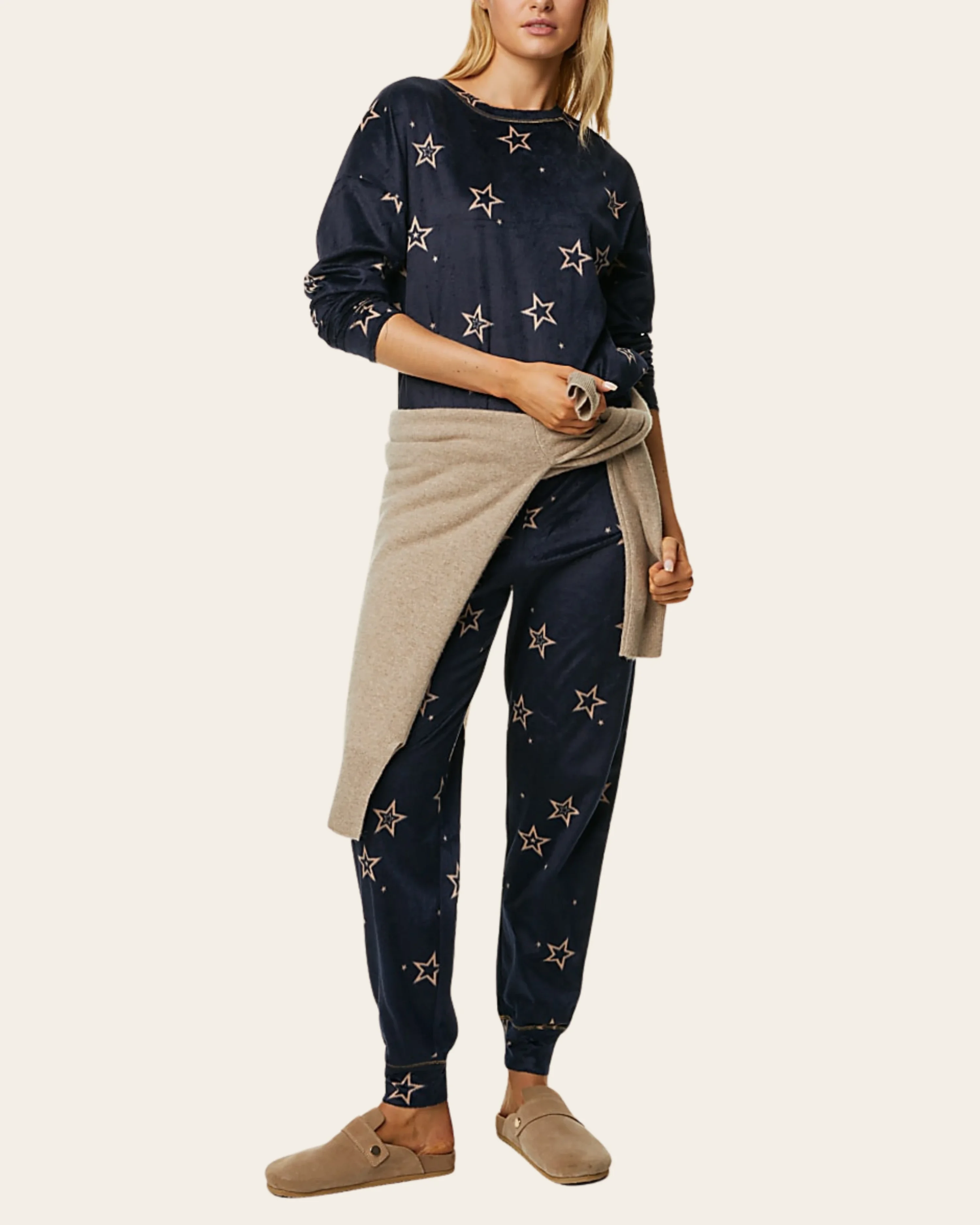 Fleece Star Print Pajama Set