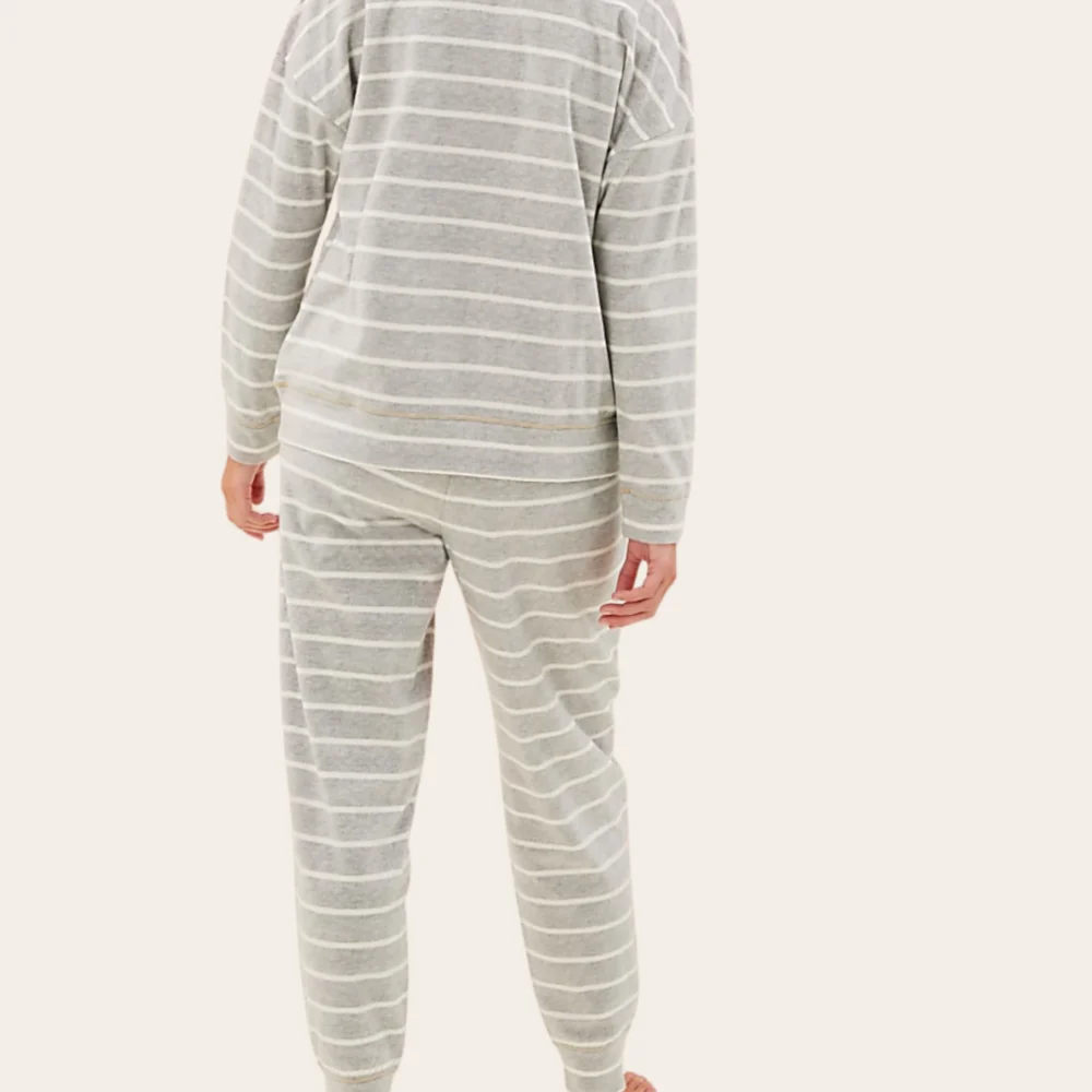 Grey Stripe Fleece Set
