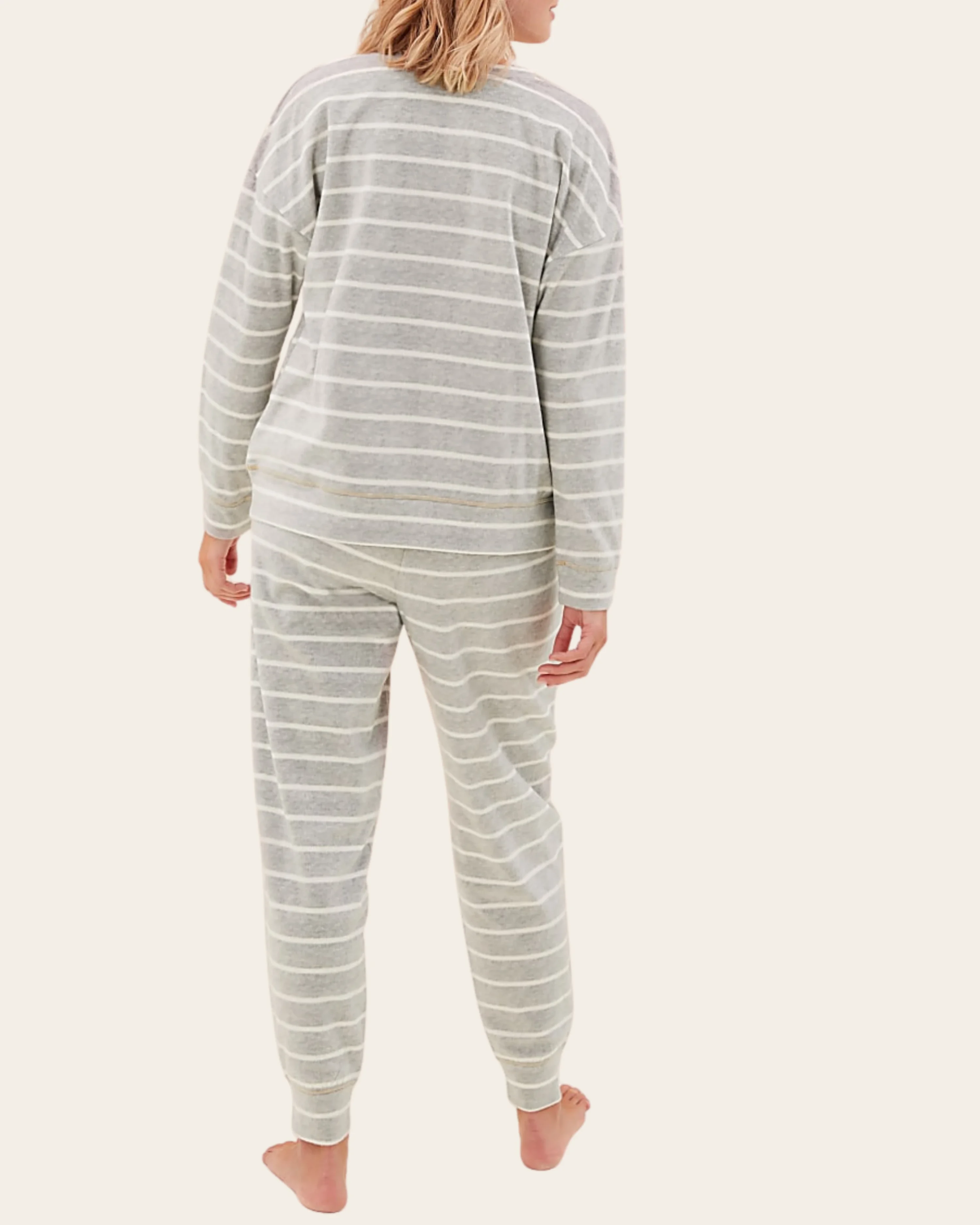 Grey Stripe Fleece Set