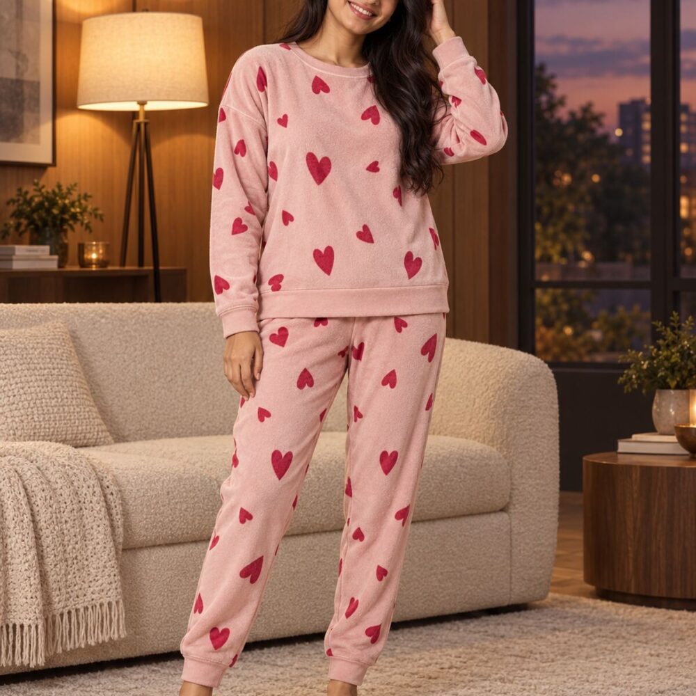 Rosy Hearts Fleece Set