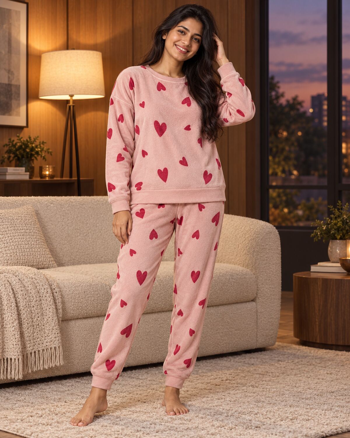 Rosy Hearts Fleece Set