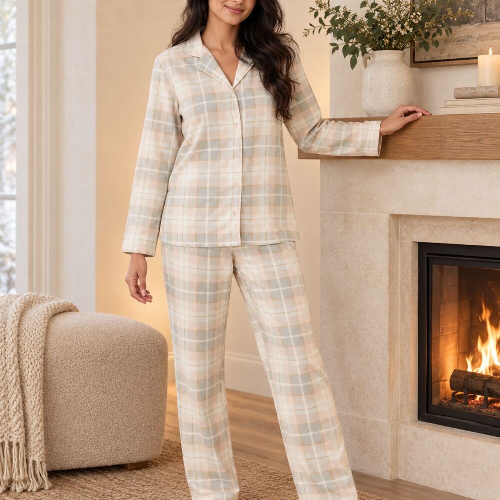 Oatmilk Checks Fleece Set