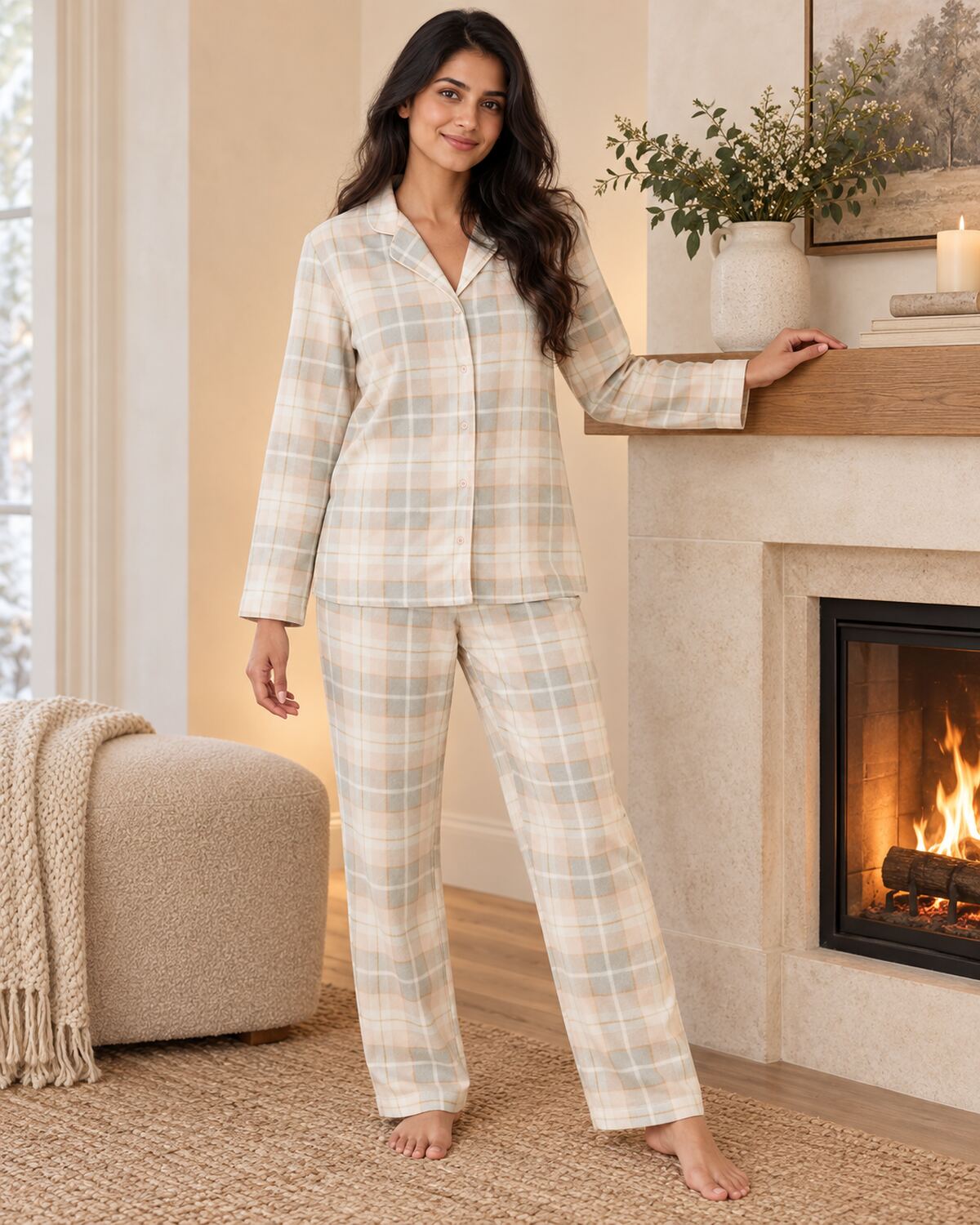 Oatmilk Checks Fleece Set