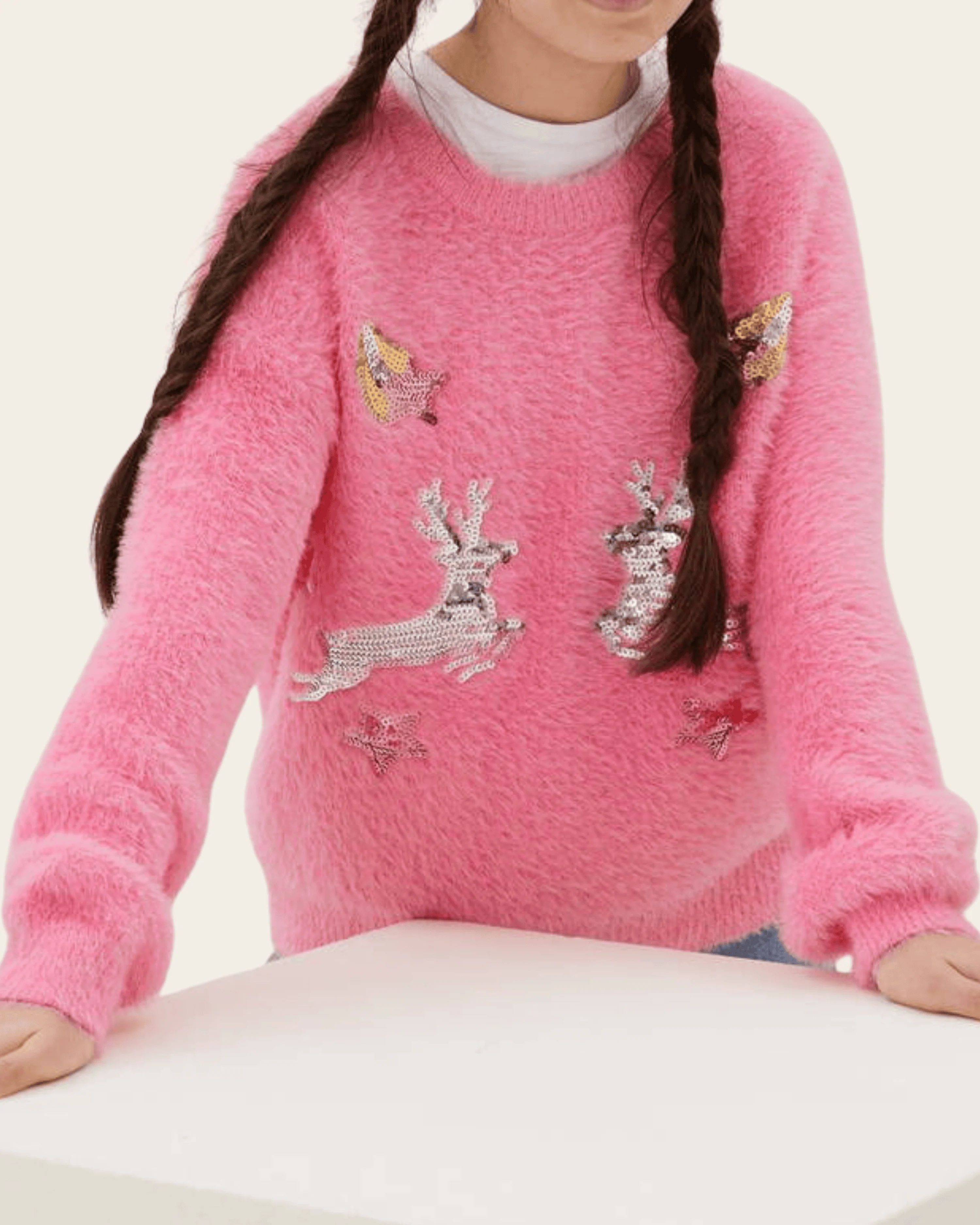 🦌 Starry Reindeer Fluffy Jumper