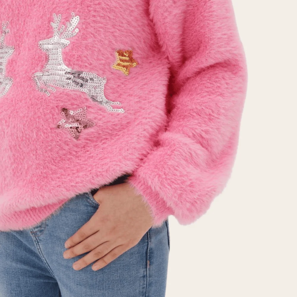 🦌 Starry Reindeer Fluffy Jumper