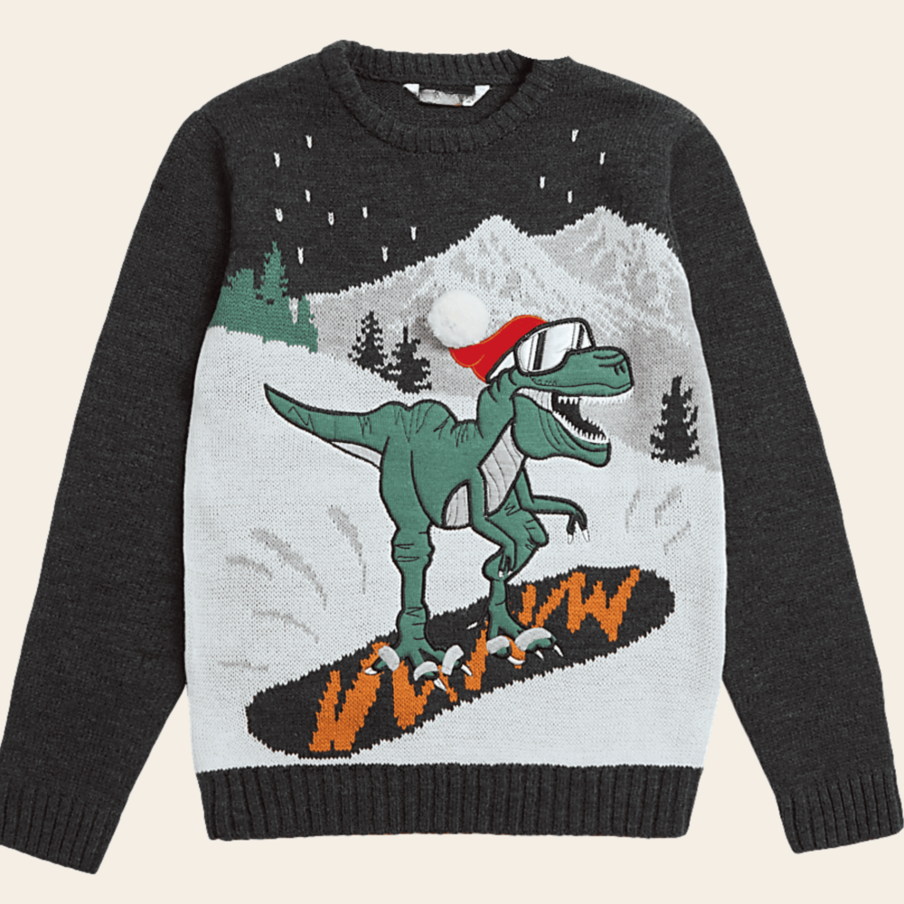 🦖 Snowboard Dino Knit Jumper