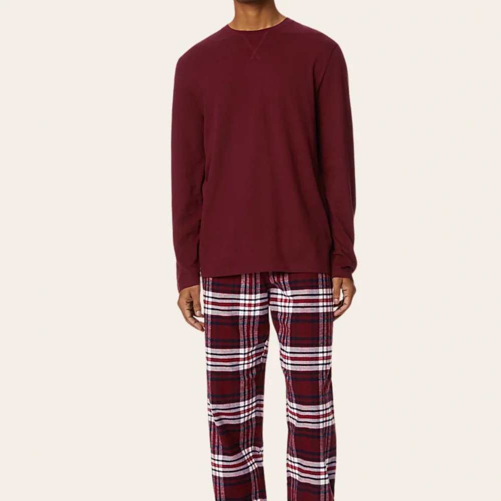 Burgundy Plaid Pyjama Set