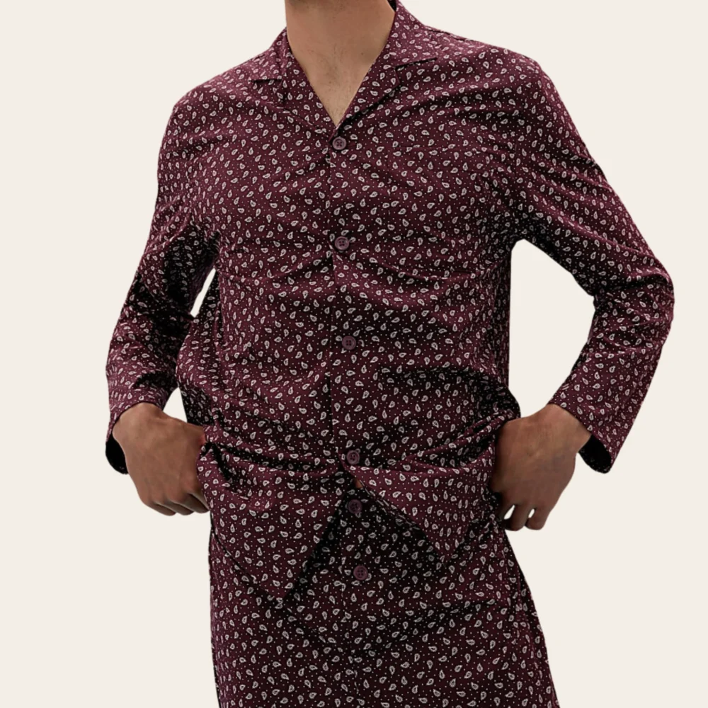 Burgundy Paisley Buttoned Set