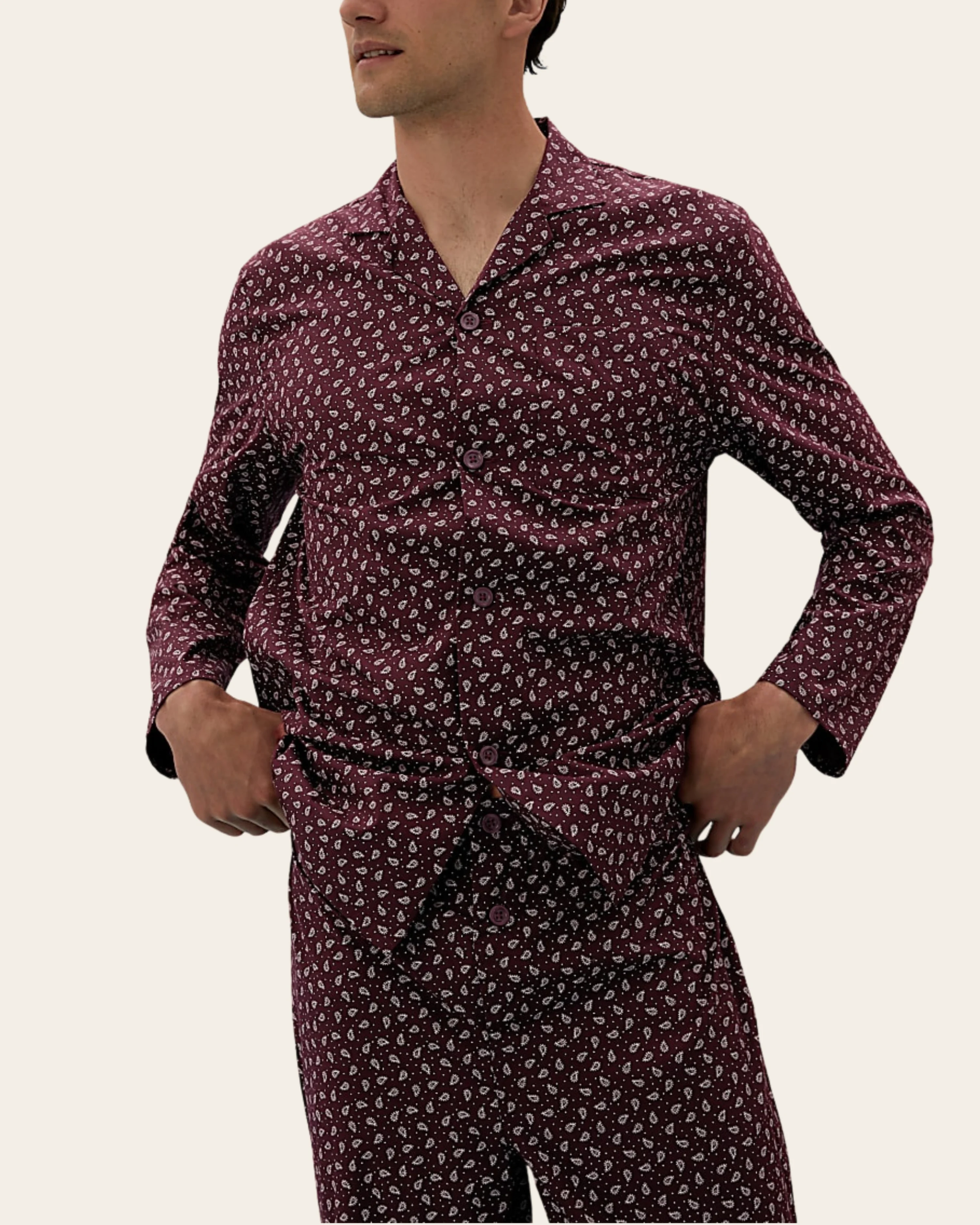 Burgundy Paisley Buttoned Set