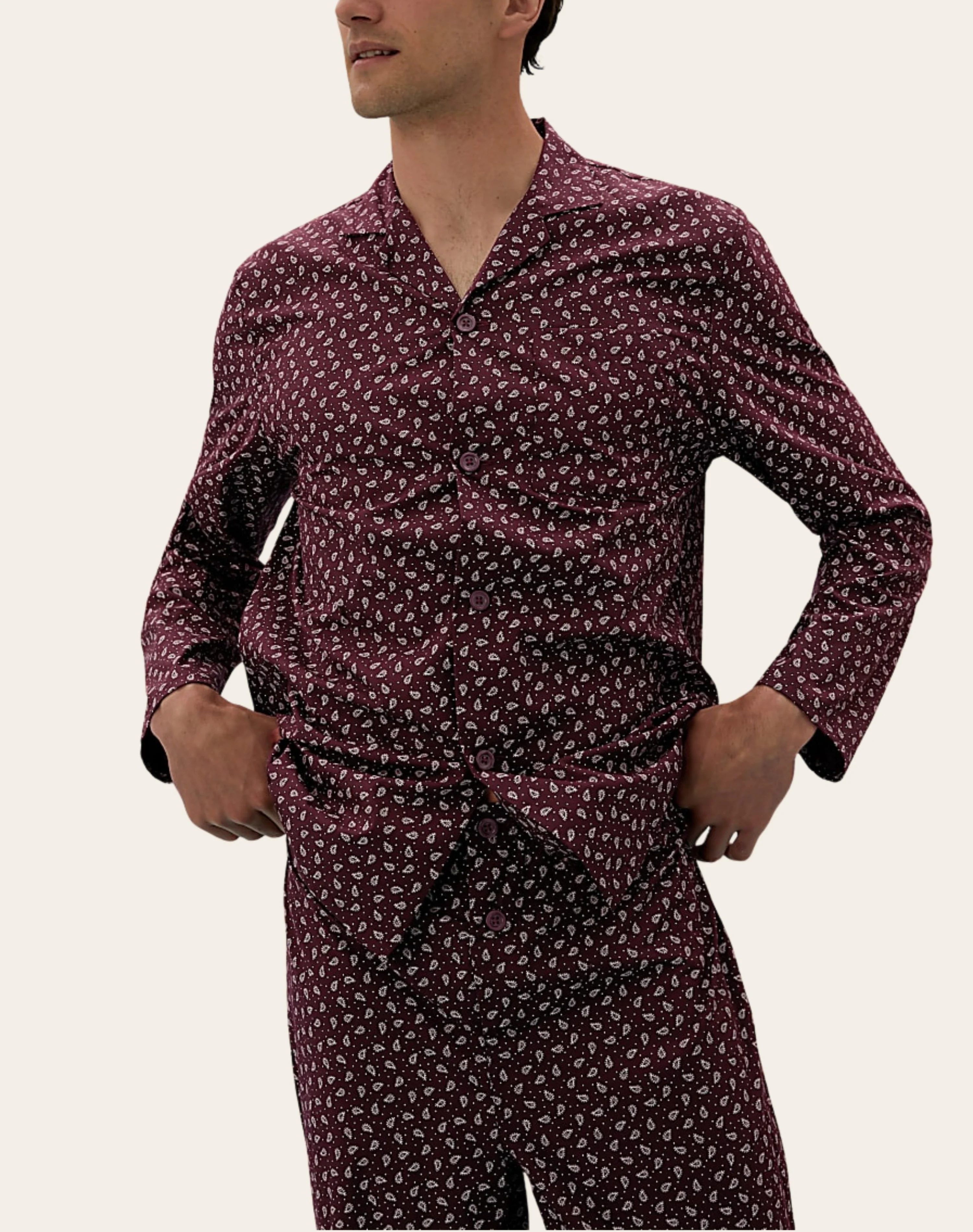 Burgundy Paisley Buttoned Set