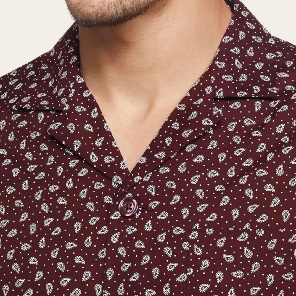 Burgundy Paisley Buttoned Set