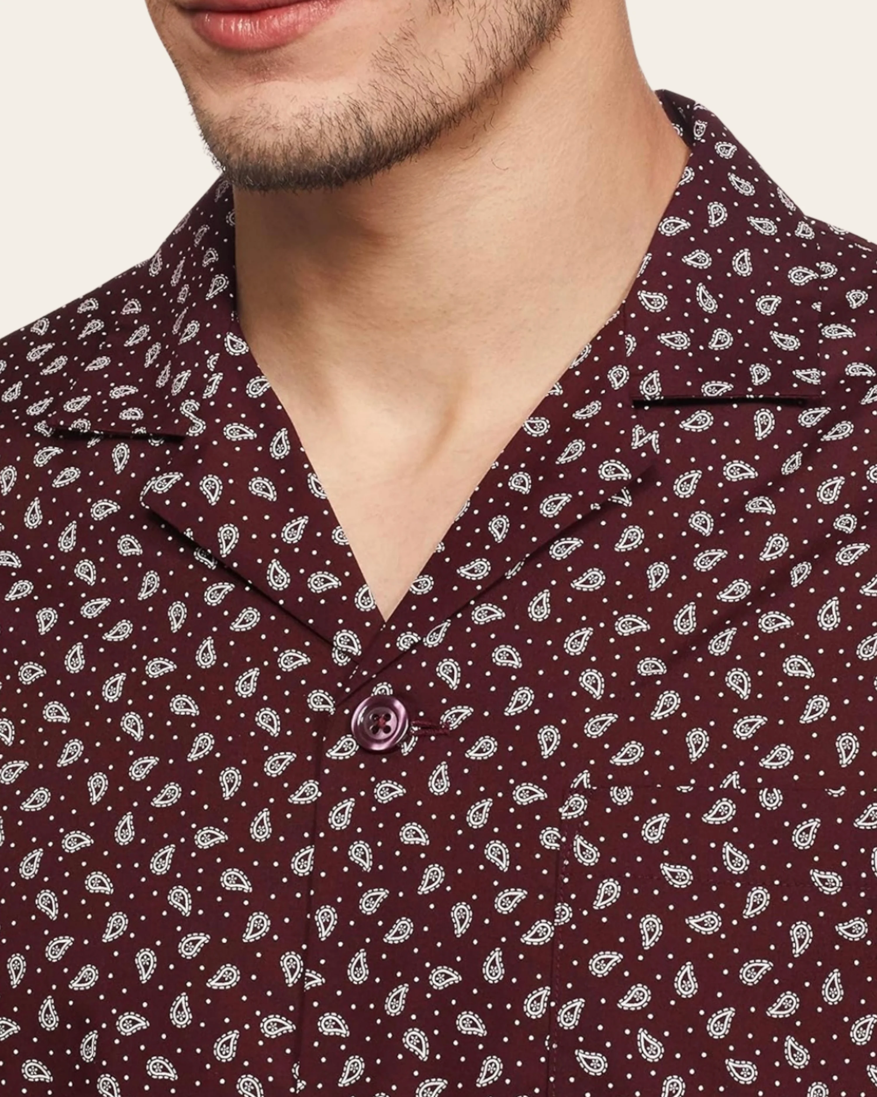 Burgundy Paisley Buttoned Set