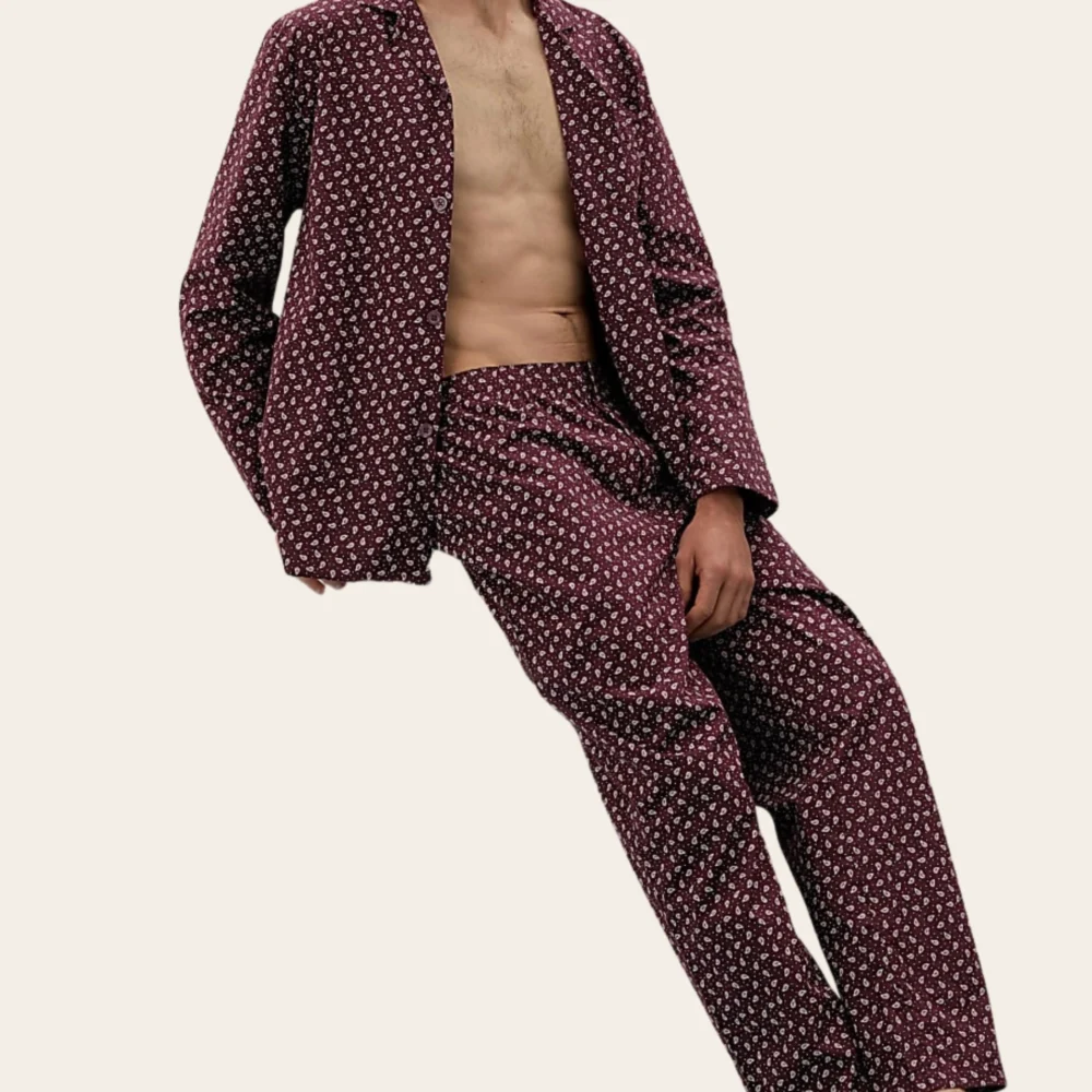 Burgundy Paisley Buttoned Set