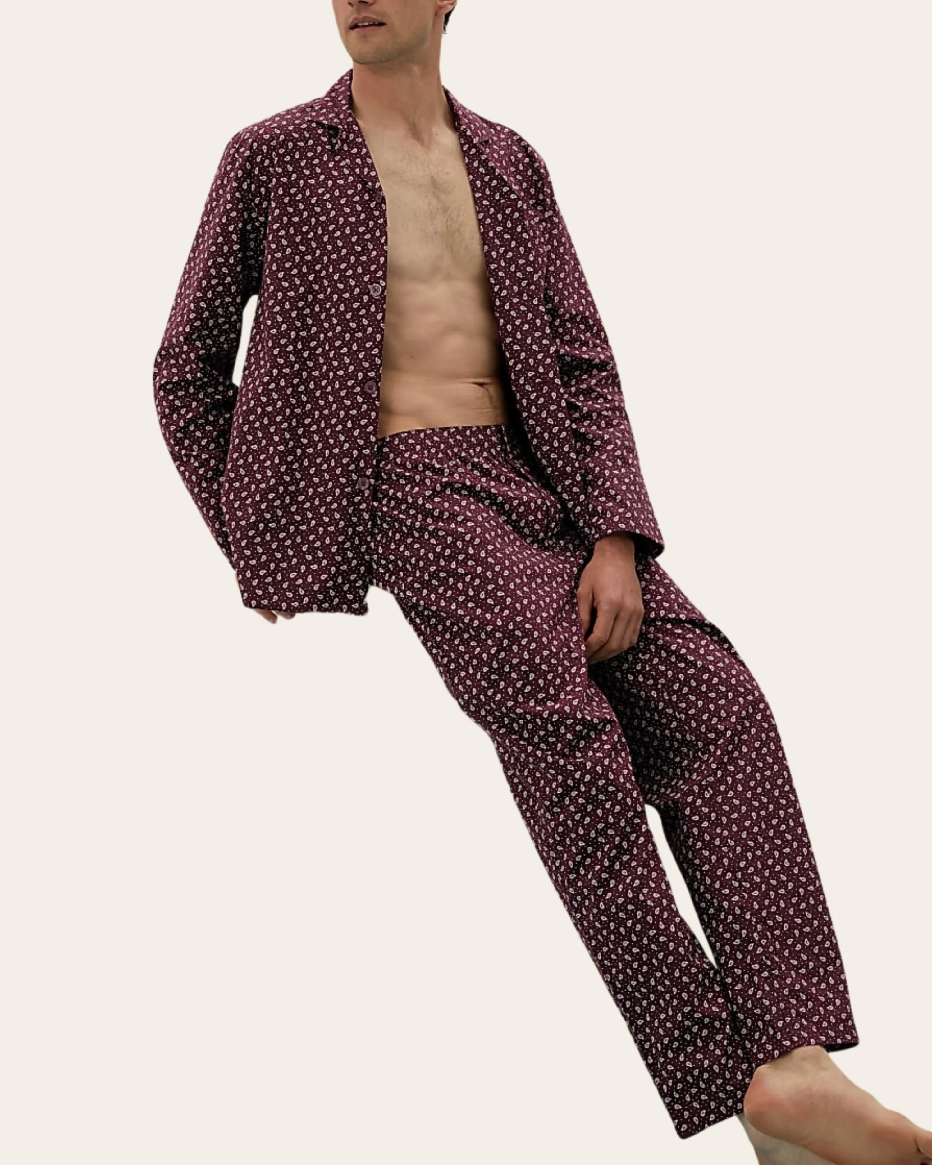 Burgundy Paisley Buttoned Set