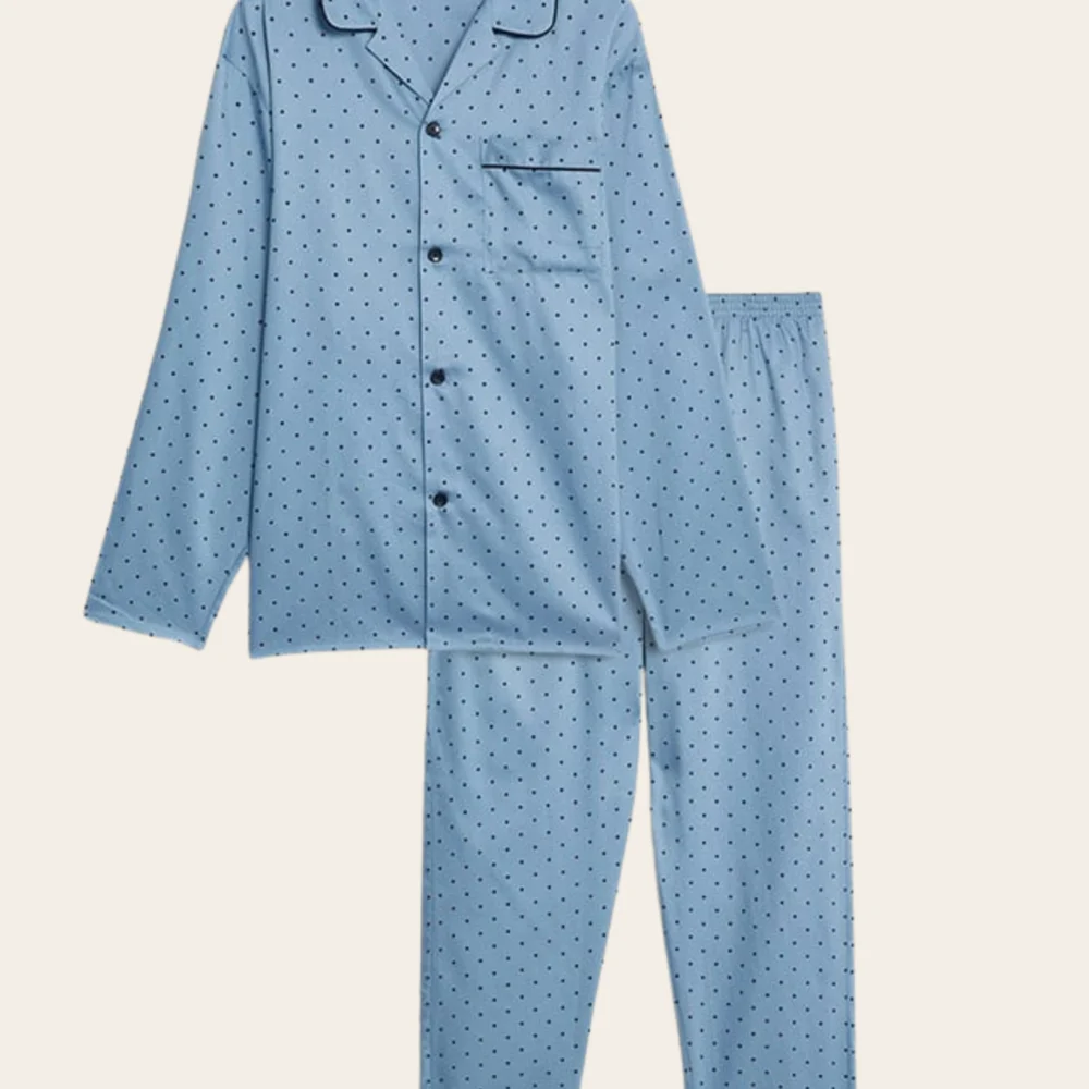 Powder Blue Dot Buttoned Set