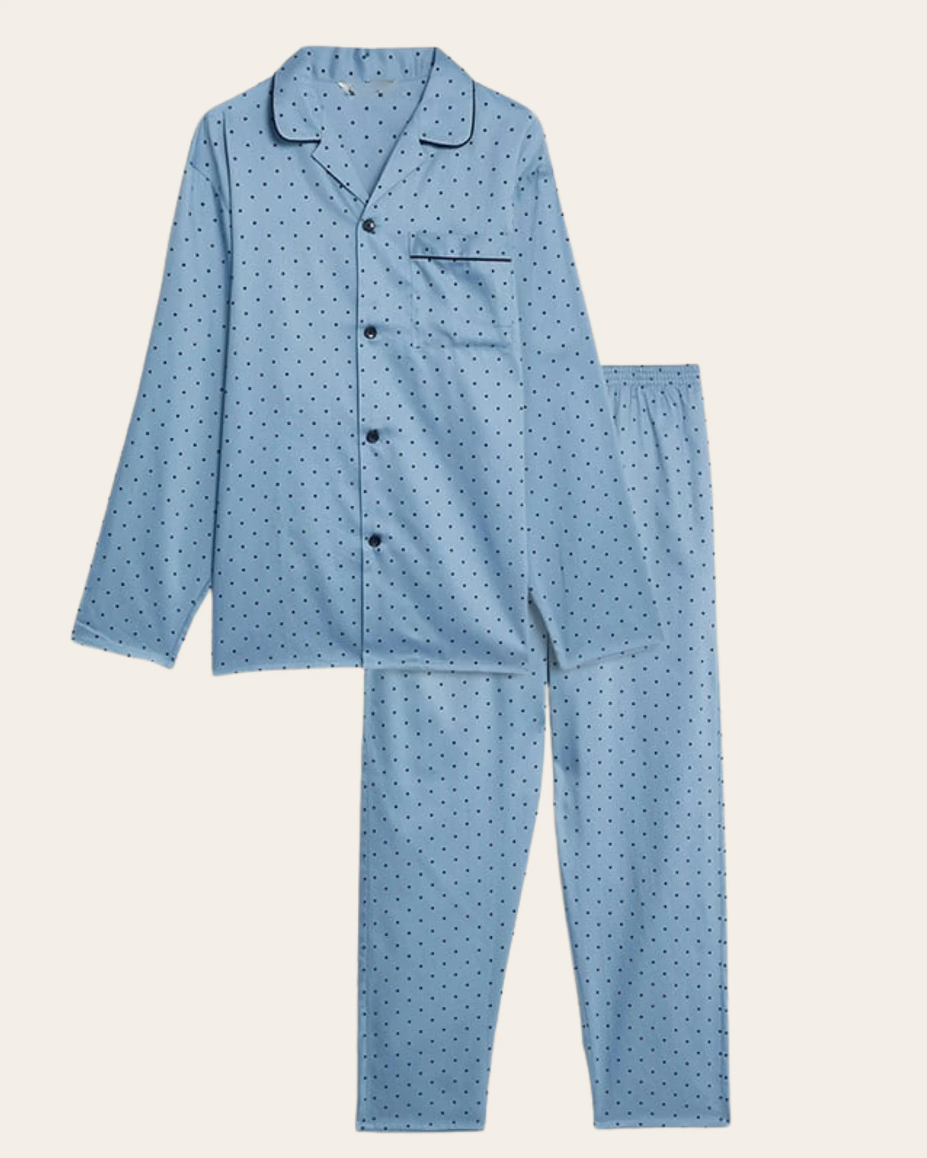 Powder Blue Dot Buttoned Set