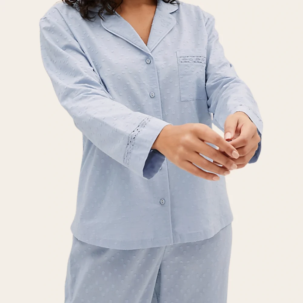 Powder Blue Button-Down Night Suit