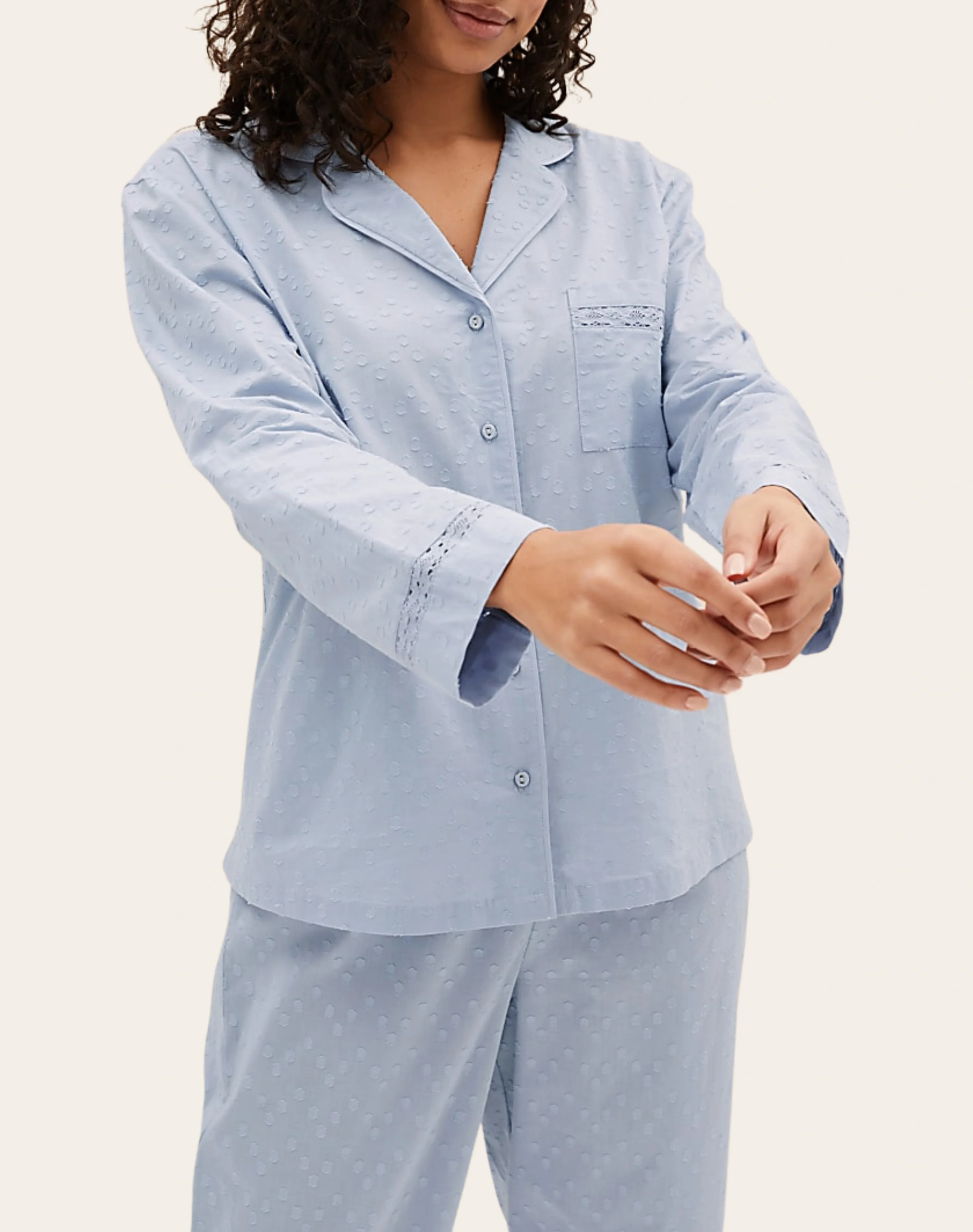 Powder Blue Button-Down Night Suit