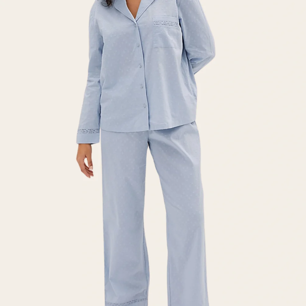 Powder Blue Button-Down Night Suit