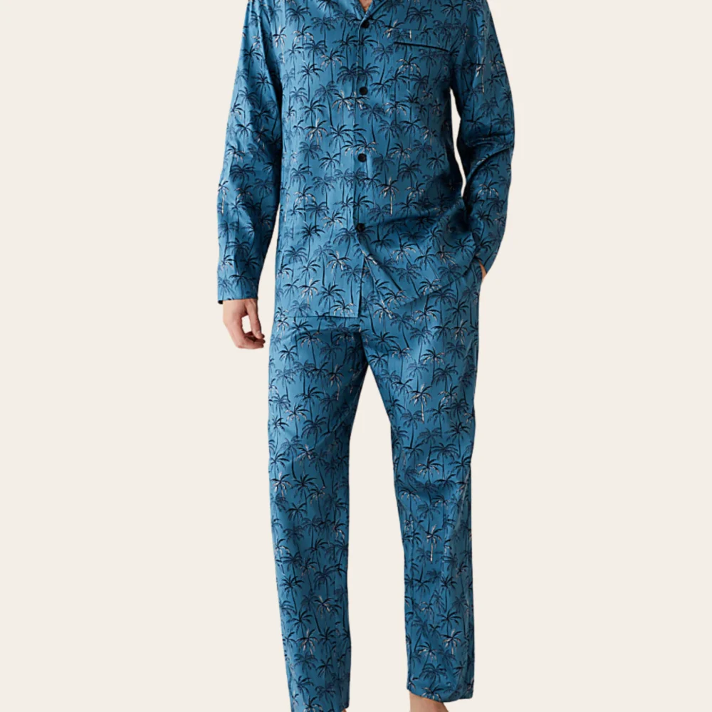 Azure Palm Buttoned Set