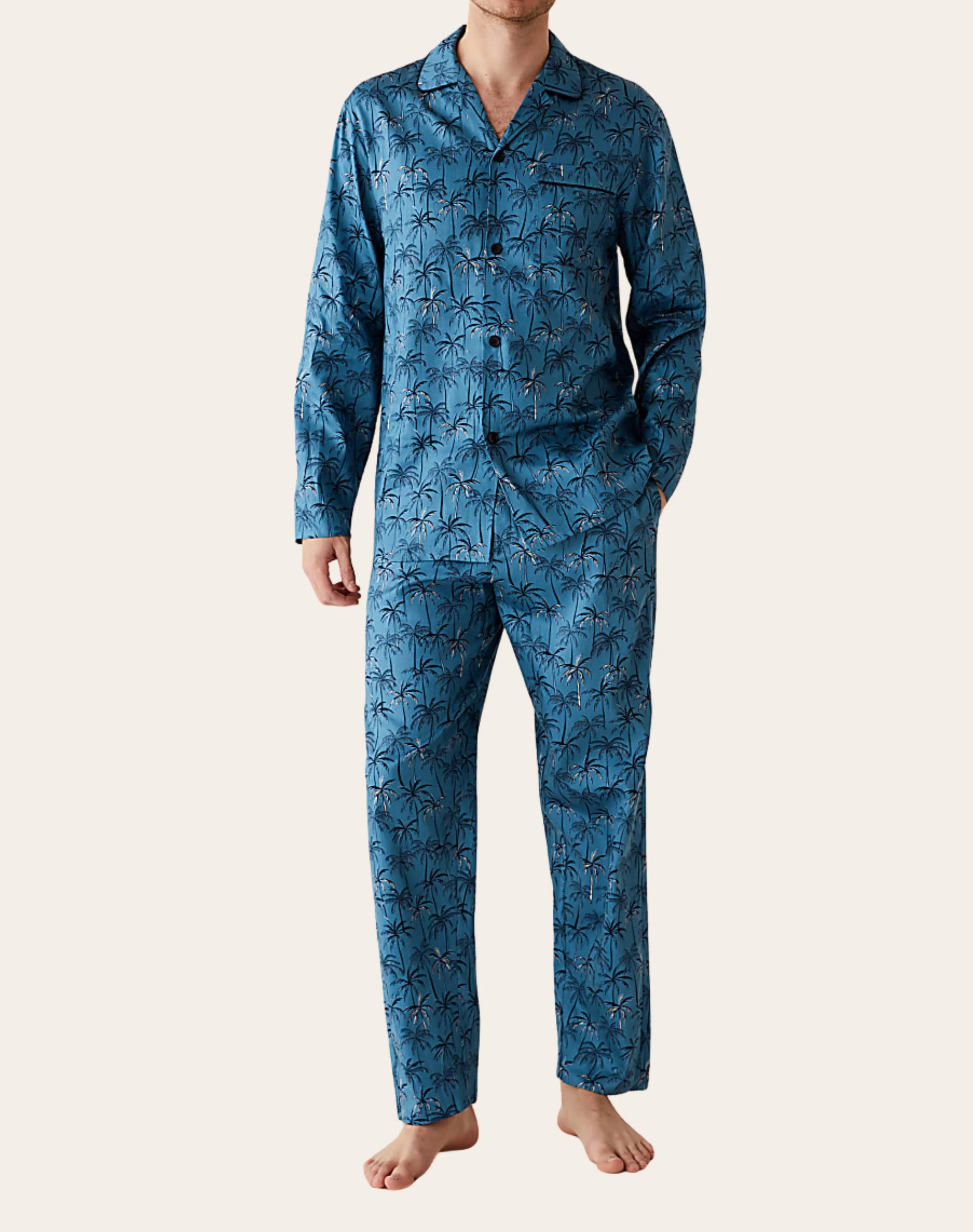 Azure Palm Buttoned Set