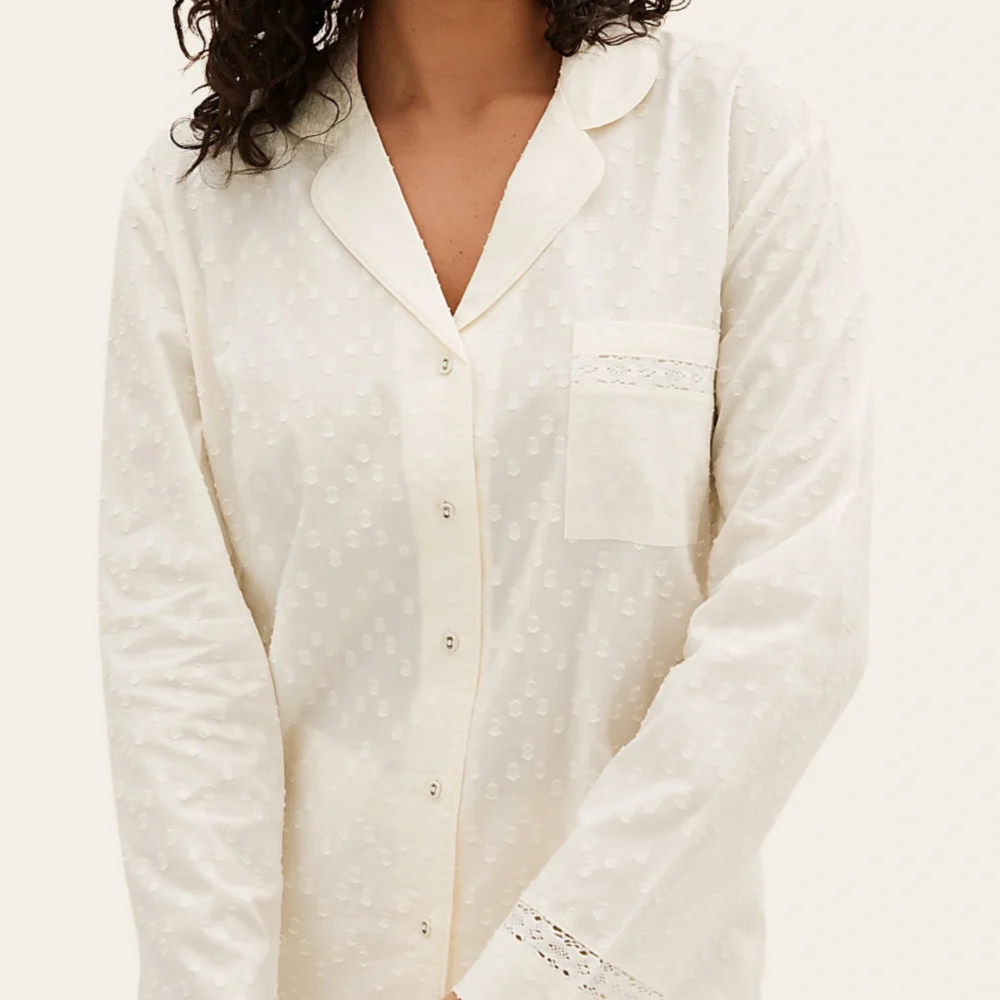 Classic White Button-Down Night Suit