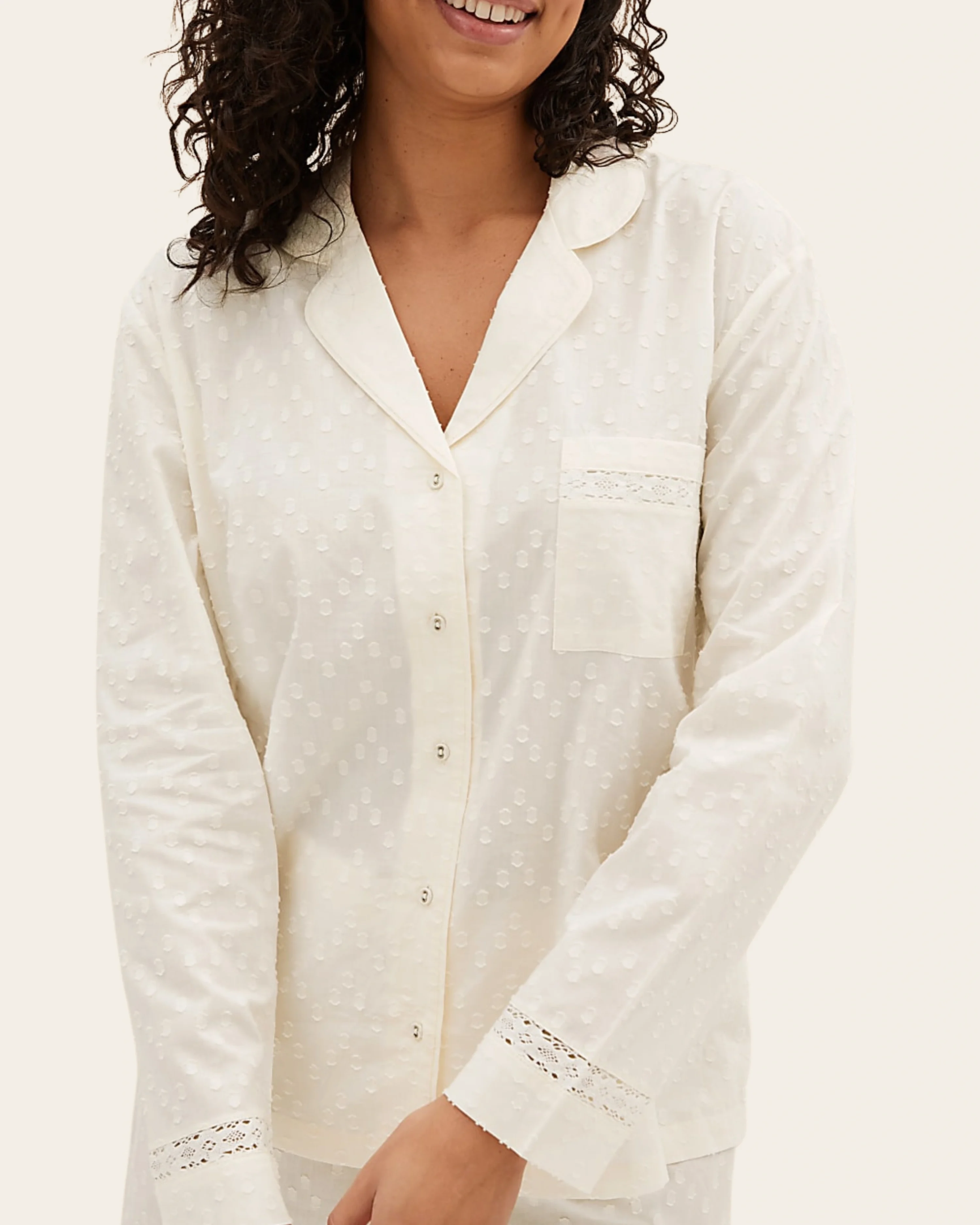 Classic White Button-Down Night Suit