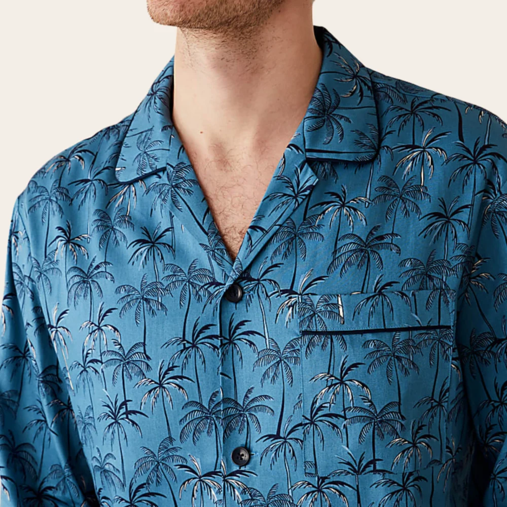 Azure Palm Buttoned Set