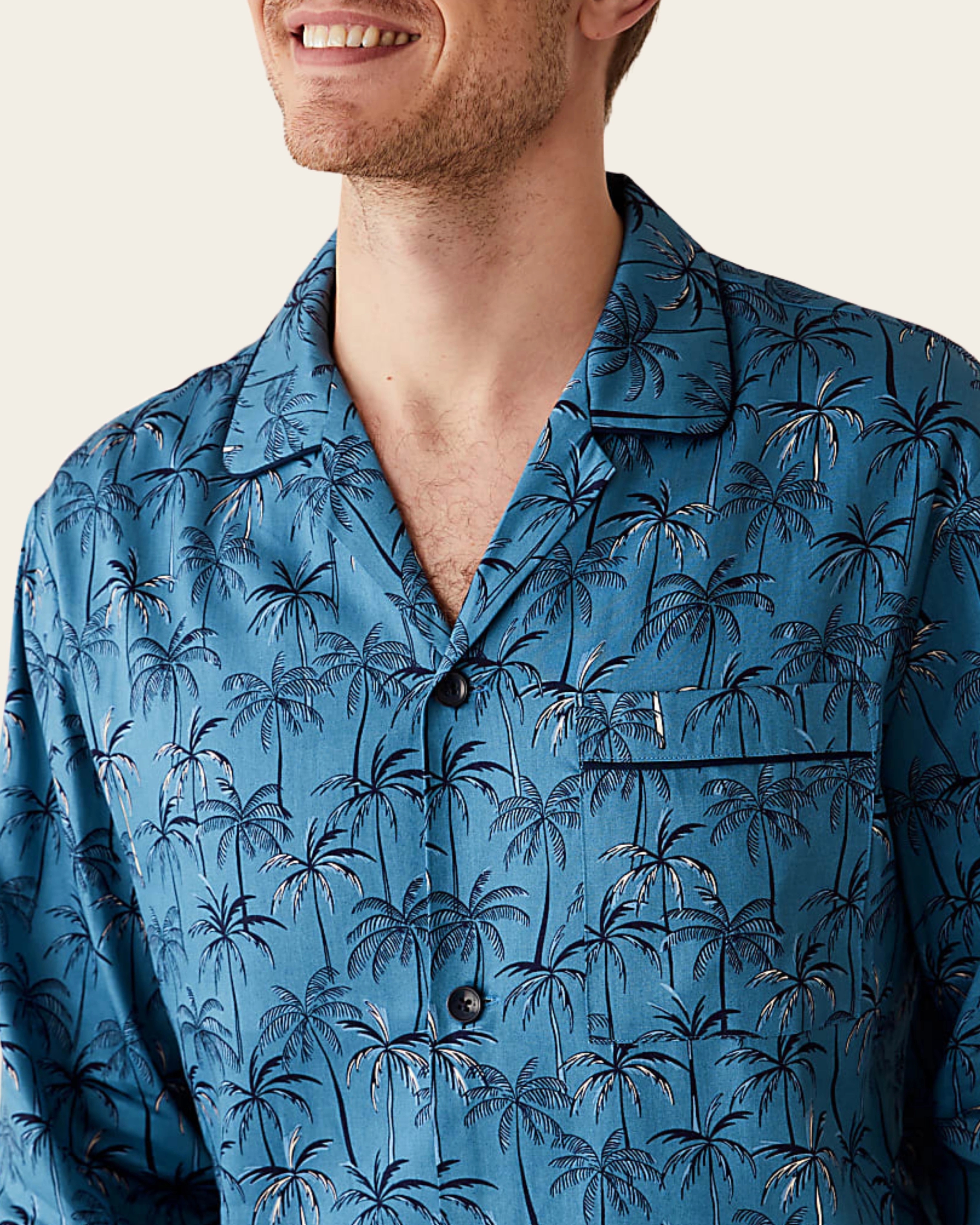 Azure Palm Buttoned Set