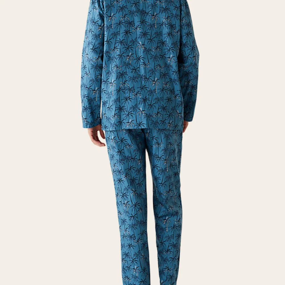 Azure Palm Buttoned Set