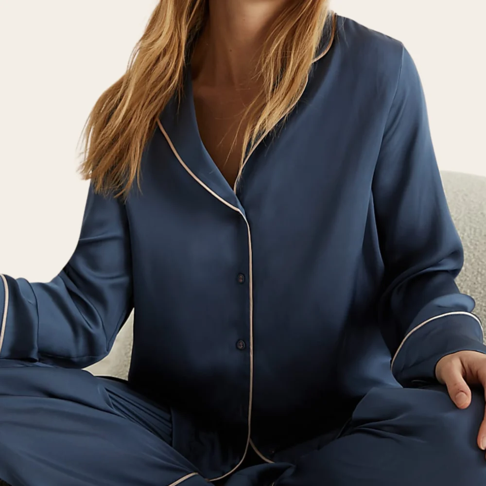 Satin Button-Down Night Suit