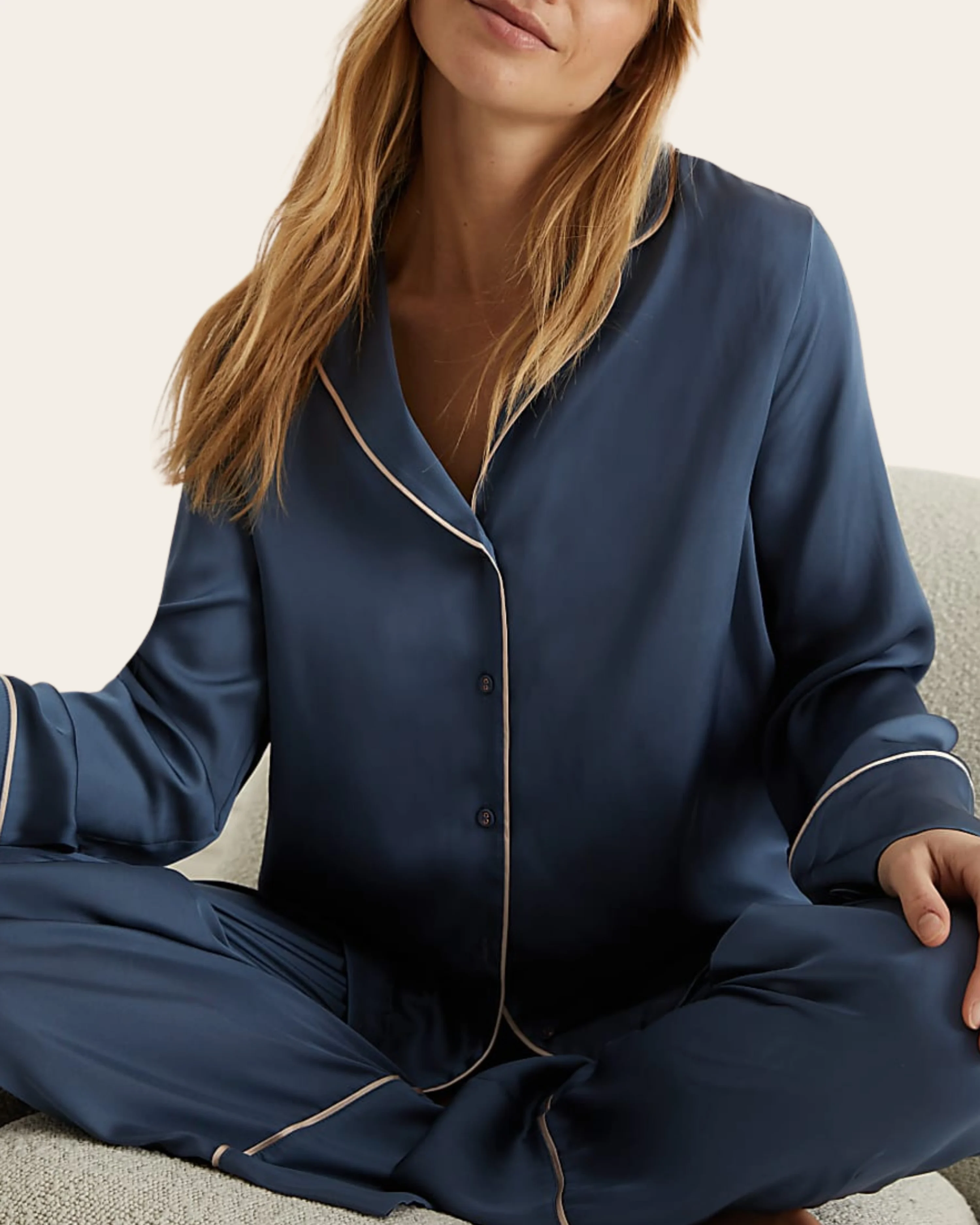 Satin Button-Down Night Suit