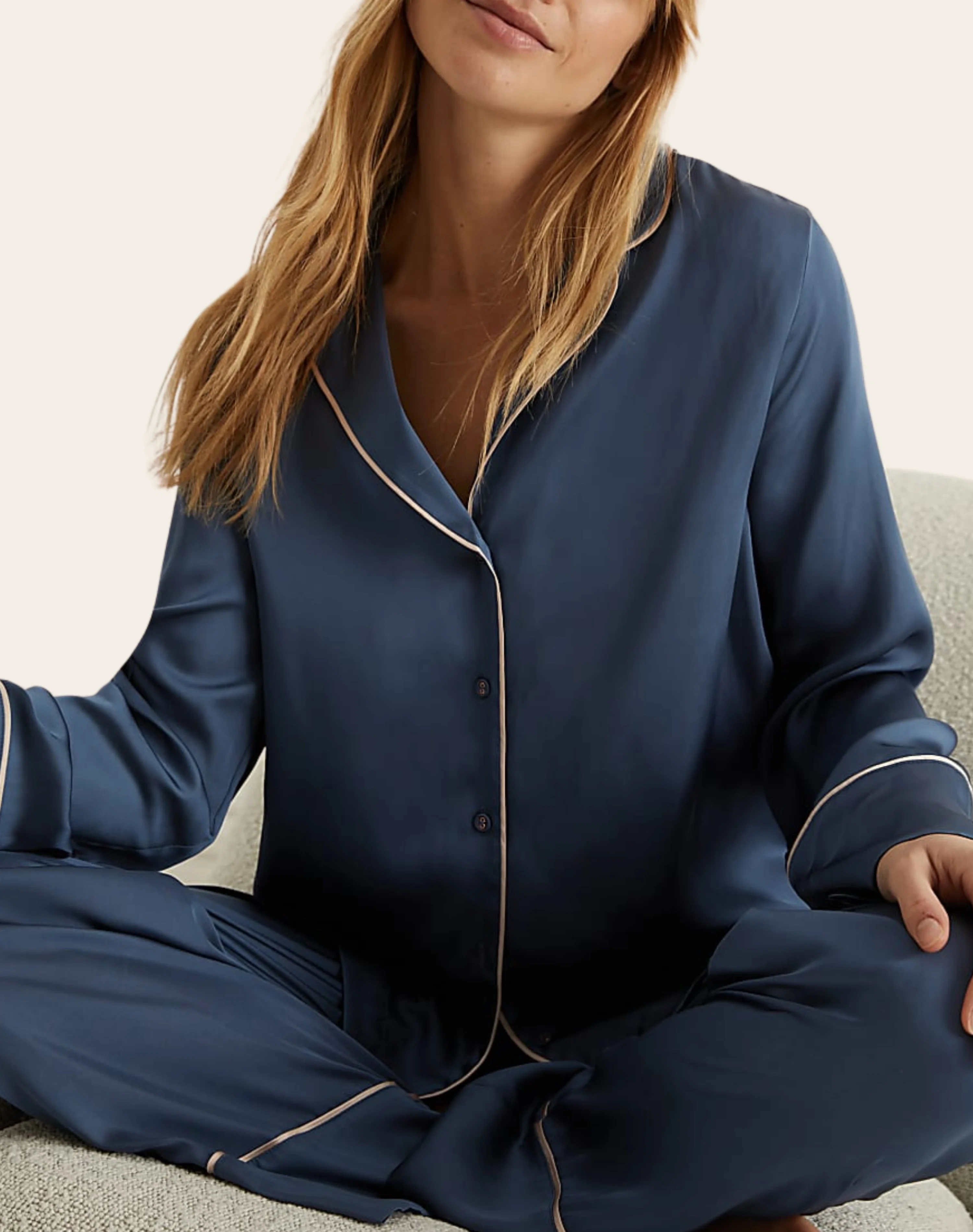 18a Satin Button-Down Night Suit