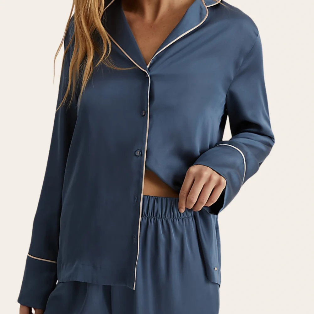 Satin Button-Down Night Suit