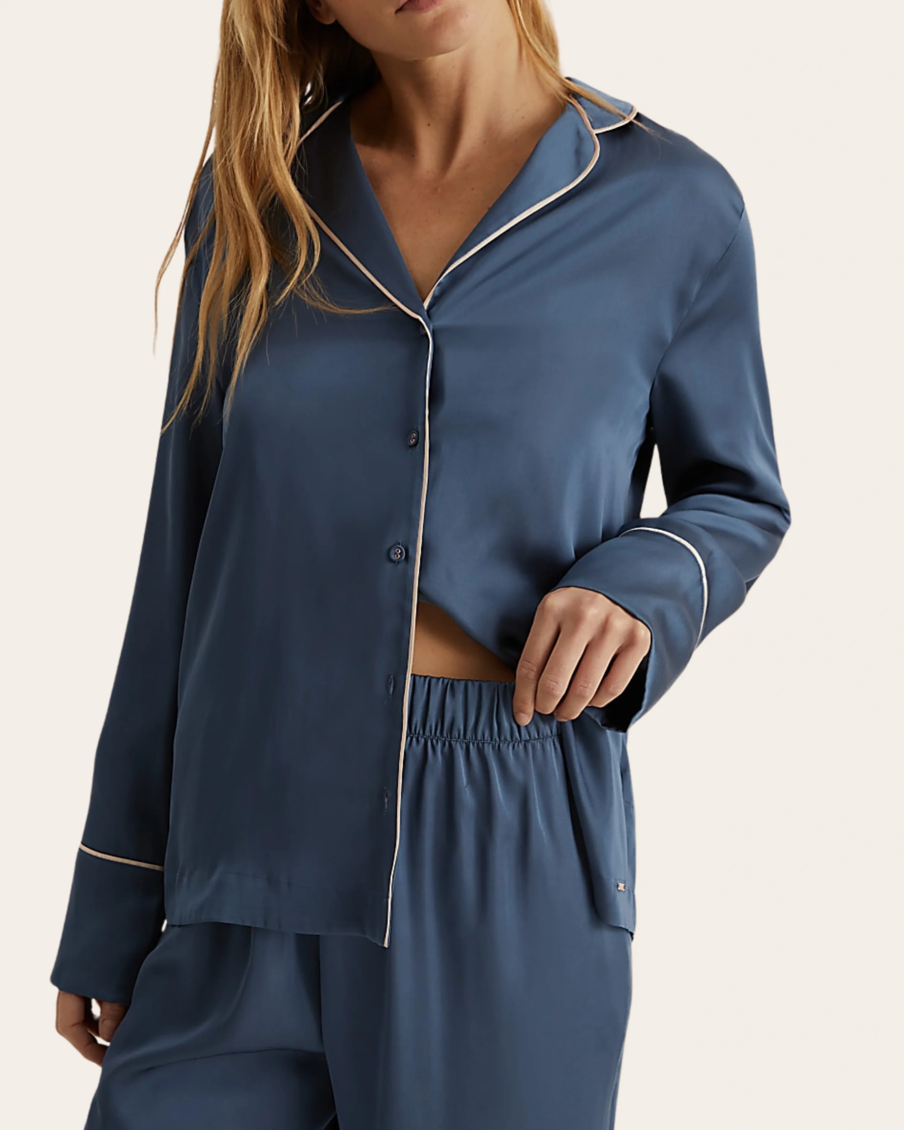 Satin Button-Down Night Suit